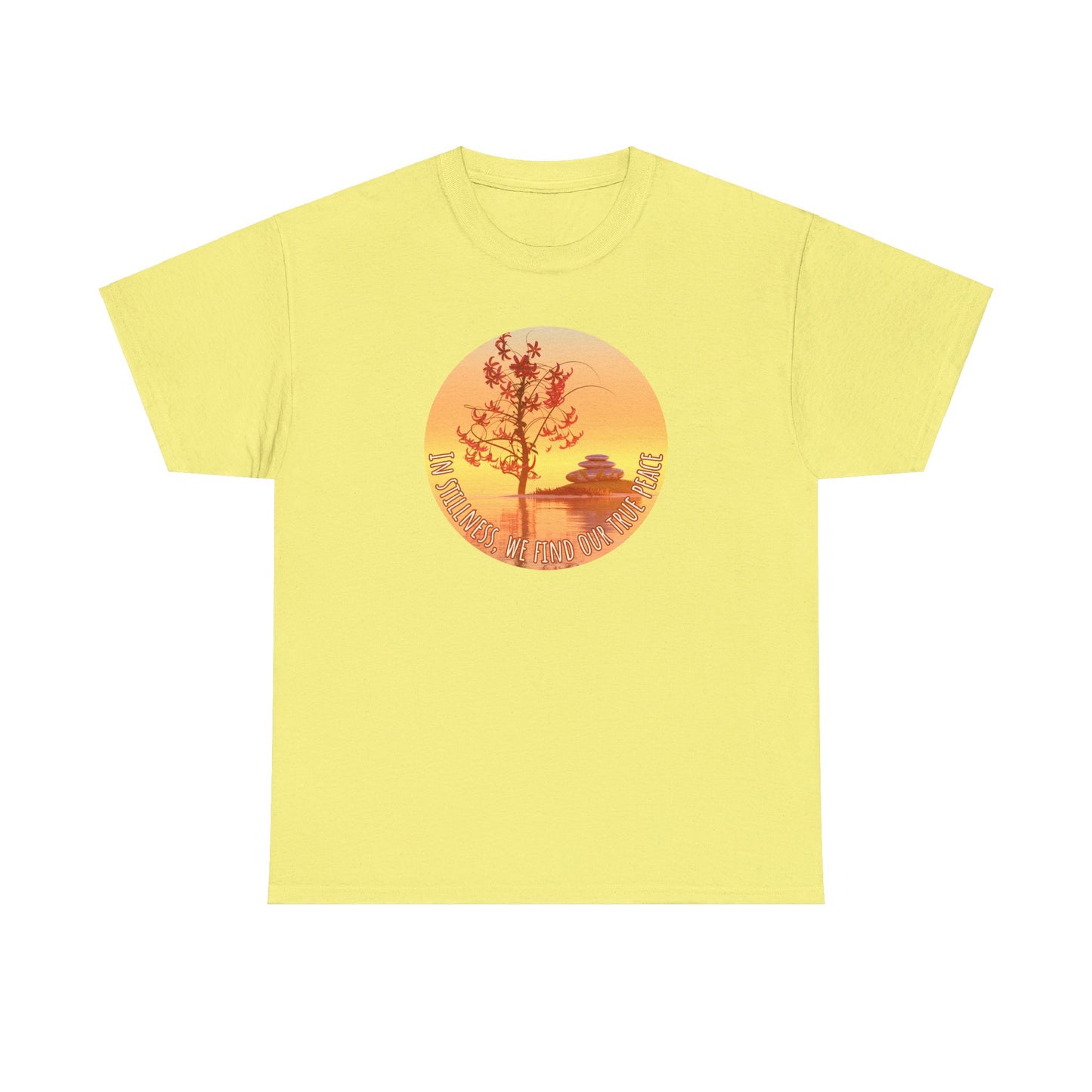 Find True Peace: Unisex Heavy Cotton Zen Bonsai & Cairns Graphic Tee