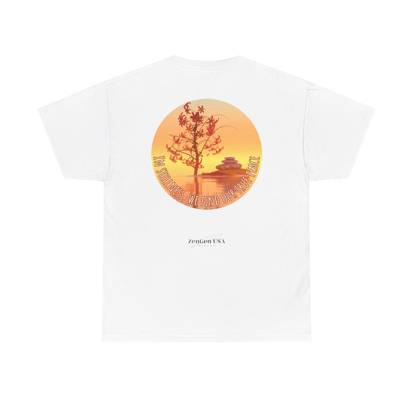 Find True Peace: Unisex Heavy Cotton Zen Bonsai & Cairns Graphic Tee