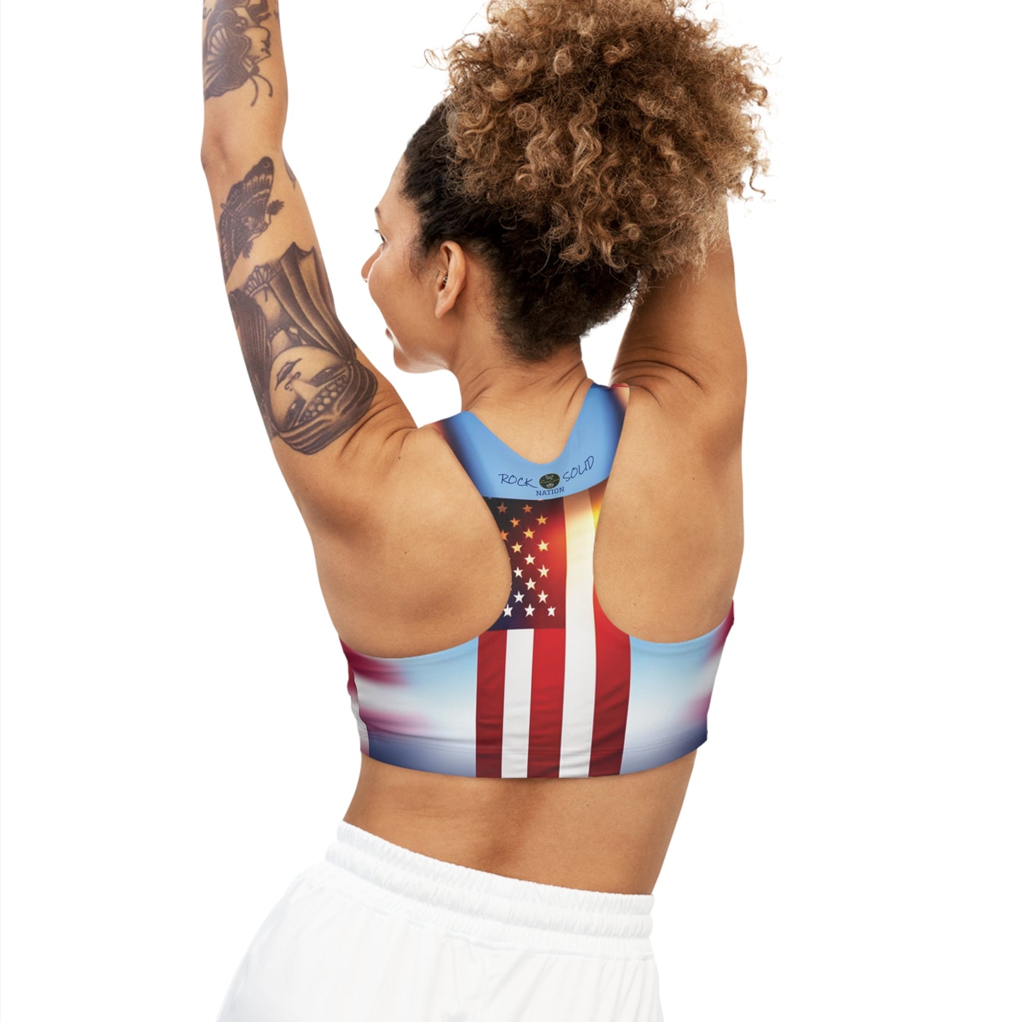 ZenGen Nation ROCK SOLID - Seamless Sports Bra (AOP) - Stars & Stripes