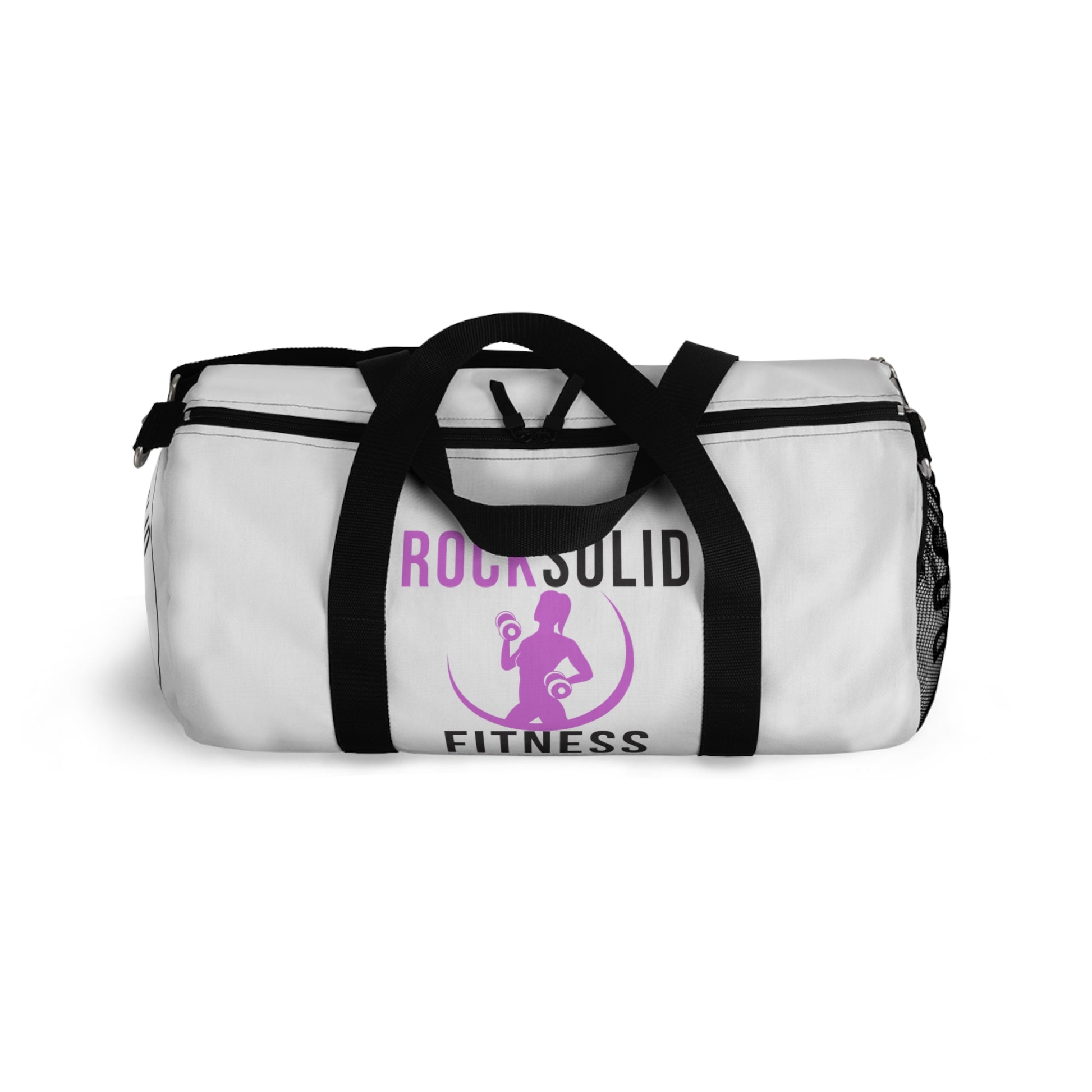 RockSolid Fitness Duffel Bag | White | Oxford Canvas | Pink Lady Logo - ZenGen USA