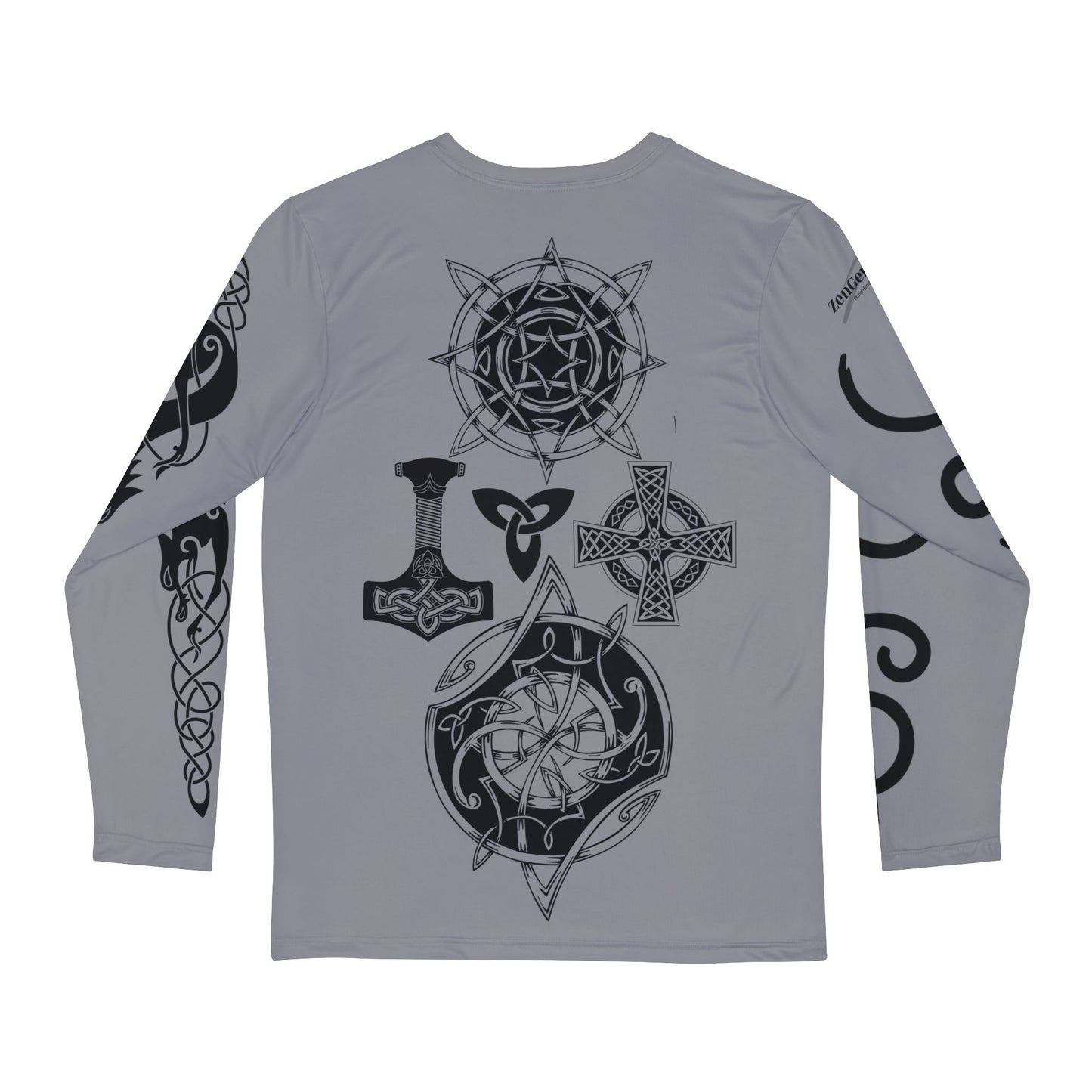 Celtic Fenrir Tribal Tattoo - Grey Men's Long Sleeve Shirt - ZenGen USA