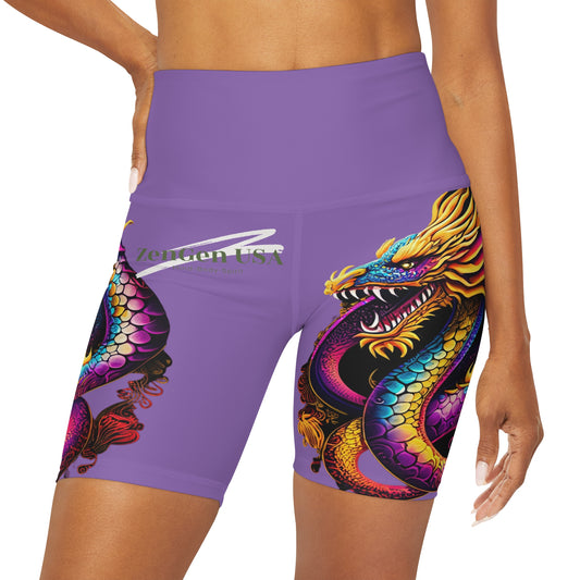 Dragon High Waisted Yoga Shorts | Orchid | ROCK SOLID | ZenGen USA