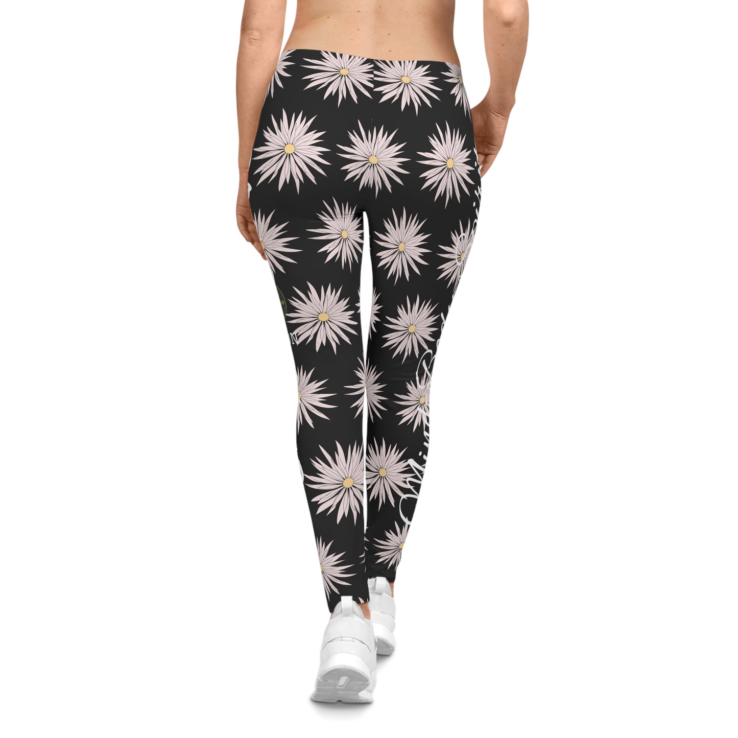 Women's Casual Leggings - Black - ROCK SOLID Blazing Flower - ZenGen USA