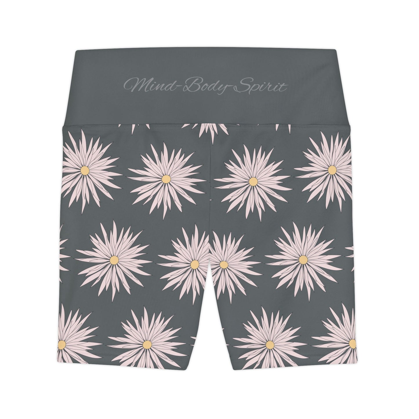 Women's Workout Shorts  - Gray - ROCK SOLID Blazing Flower - ZenGen USA