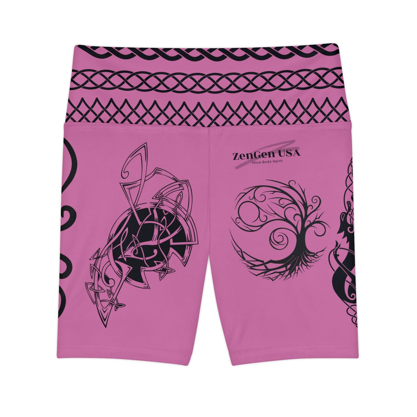 Celtic Tribal Tattoo - Pink Women's Workout Shorts - ZenGen USA ROCK SOLID