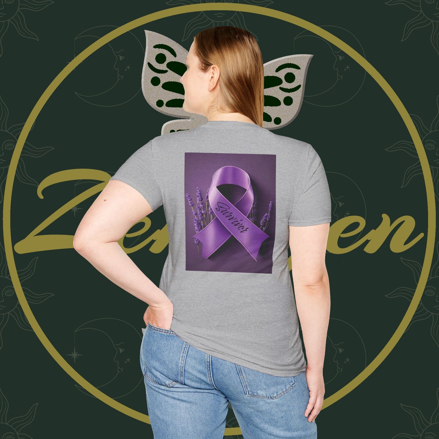 SURVIVOR Lavender Ribbon - Unisex Softstyle T-Shirt - Cancer Awareness all Forms