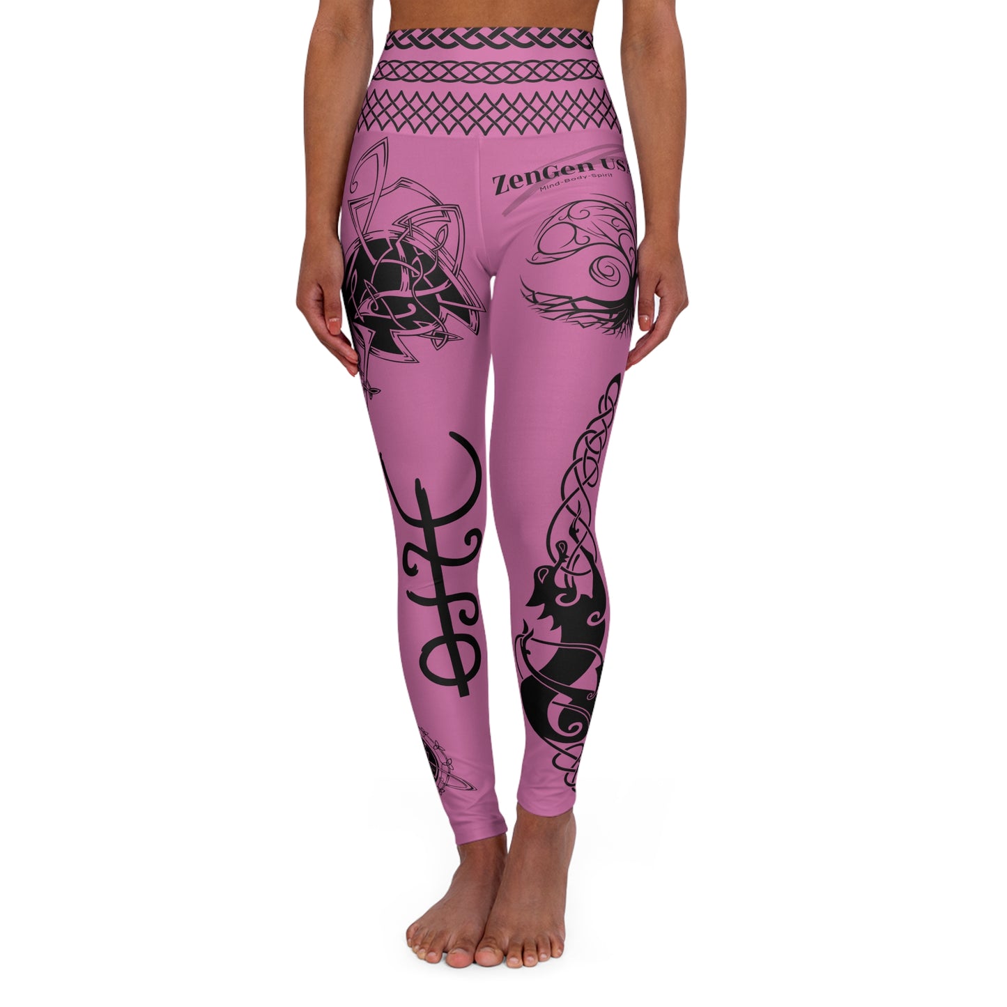 Tatuaje tribal celta - Leggings de yoga rosas - ZenGen USA ROCK SOLID