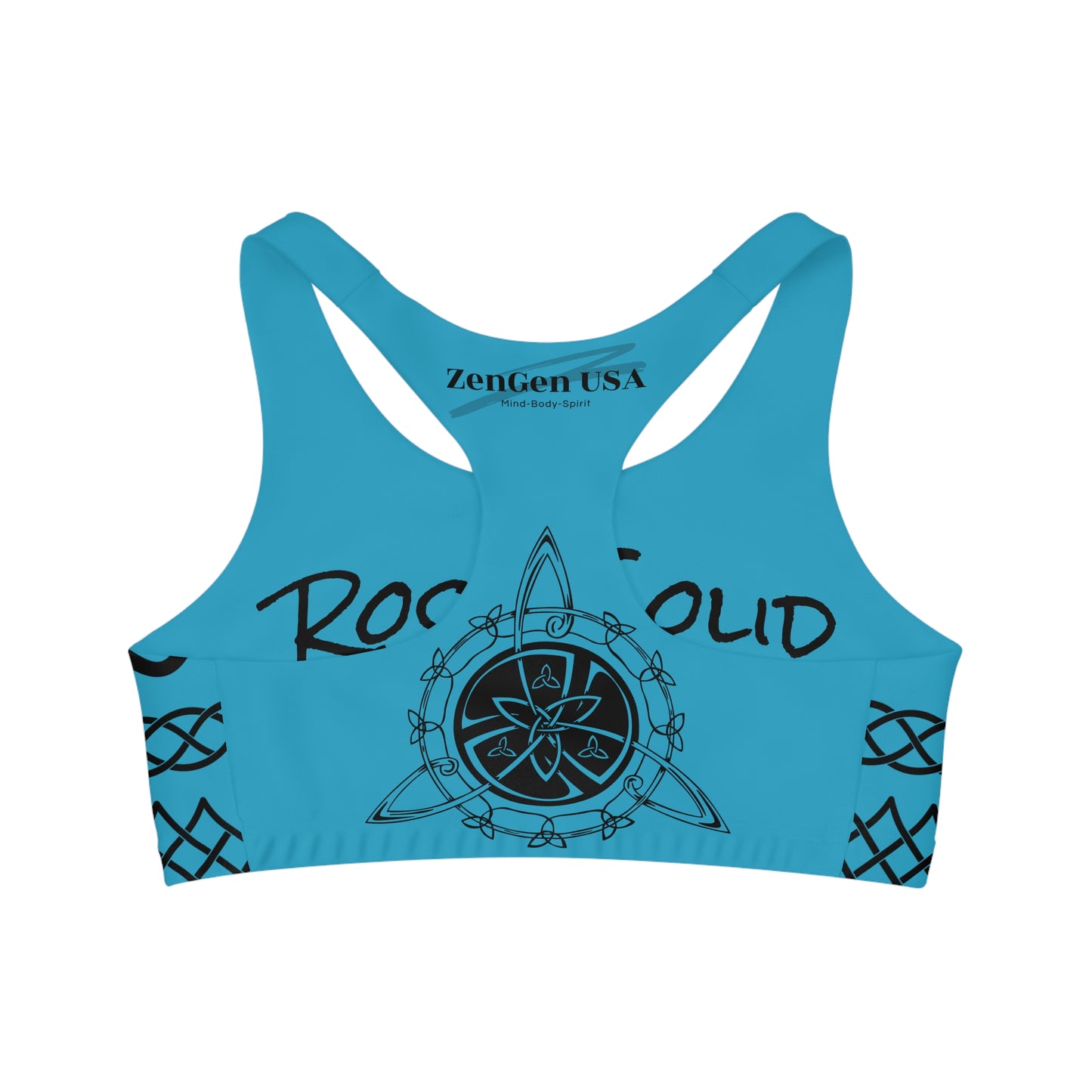 Celtic Tribal Tattoo - Turquoise Sports Bra - ZenGen USA ROCK SOLID