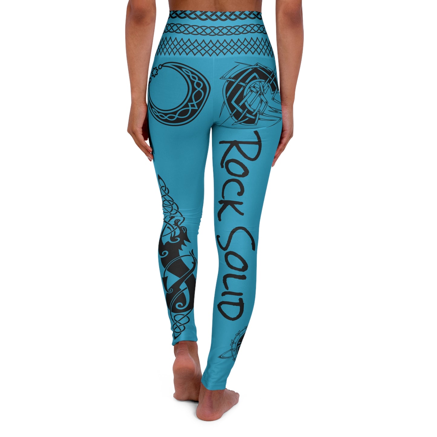 Celtic Tribal Tattoo - Turquoise Yoga Leggings - ZenGen USA ROCK SOLID