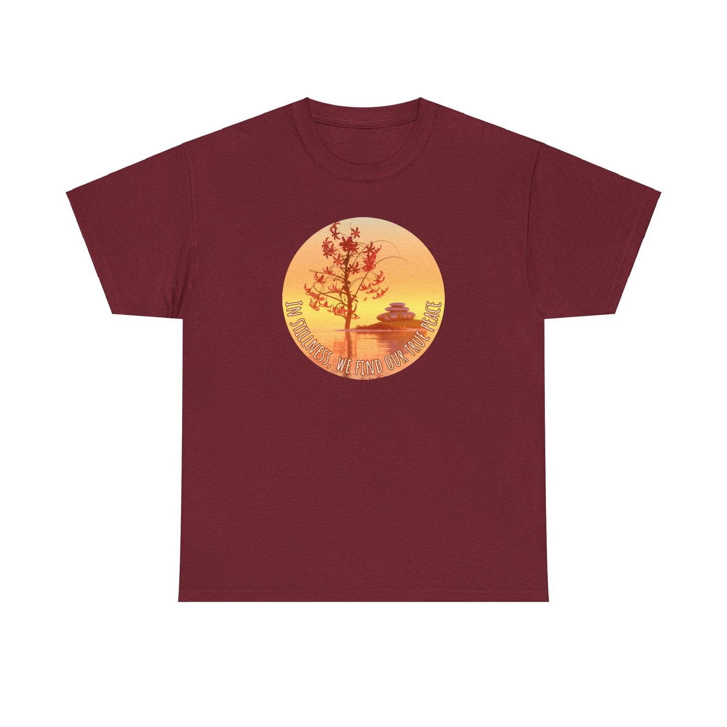 Find True Peace: Unisex Heavy Cotton Zen Bonsai & Cairns Graphic Tee