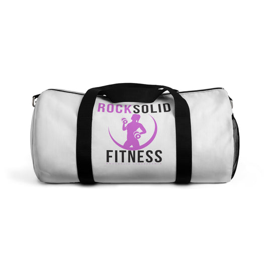 RockSolid Fitness Duffel Bag | White | Oxford Canvas | Pink Lady Logo - ZenGen USA