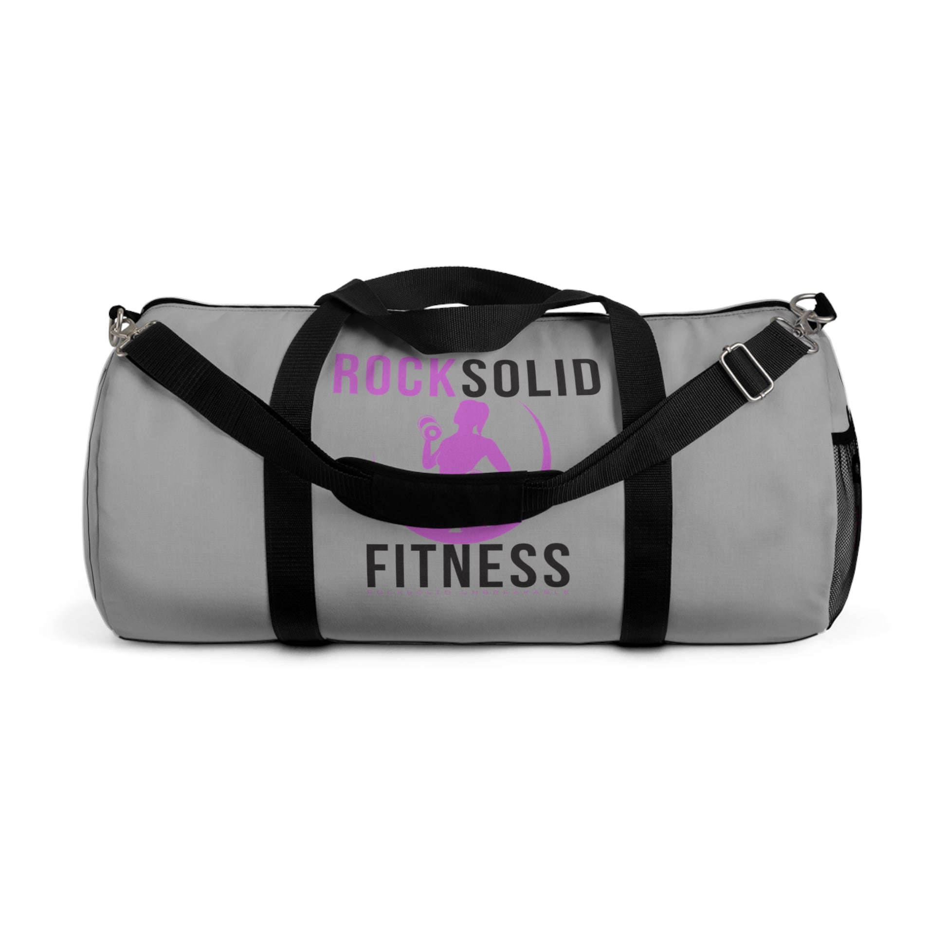 RockSolid Fitness Duffel Bag | Gray | Oxford Canvas | Pink Lady Logo - ZenGen USA