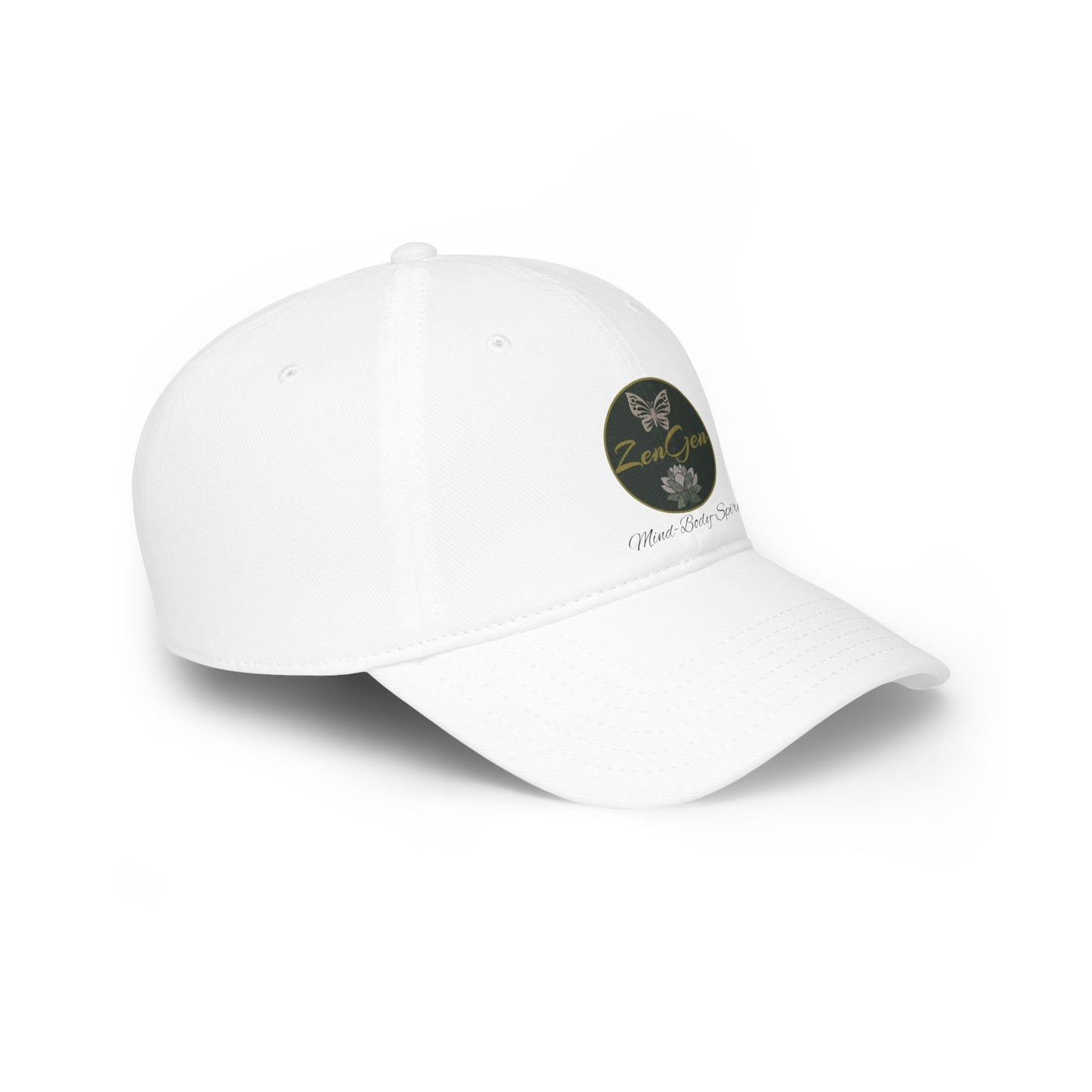 ZenGen Logo Wear - Gorra de béisbol unisex de perfil bajo - Blanco o caqui - Talla única