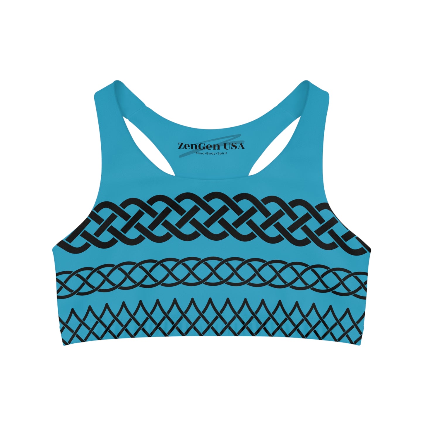 Celtic Tribal Tattoo - Turquoise Sports Bra - ZenGen USA ROCK SOLID