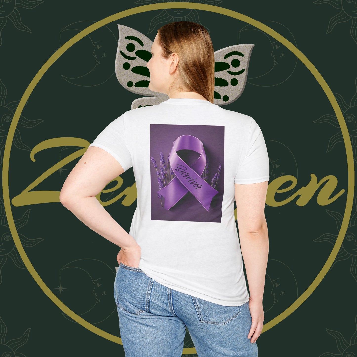 SURVIVOR Lavender Ribbon - Unisex Softstyle T-Shirt - Cancer Awareness all Forms