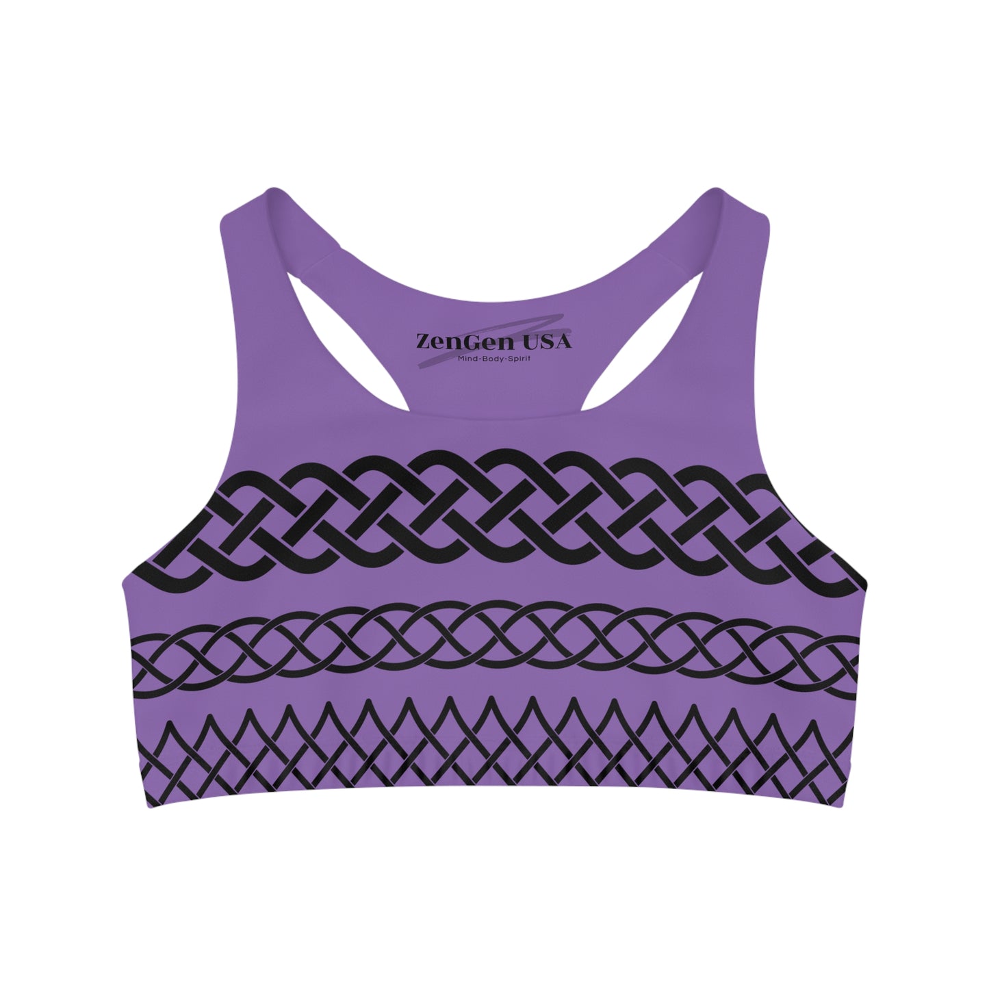 Celtic Tribal Tattoo - Purple Sports Bra - ZenGen USA ROCK SOLID