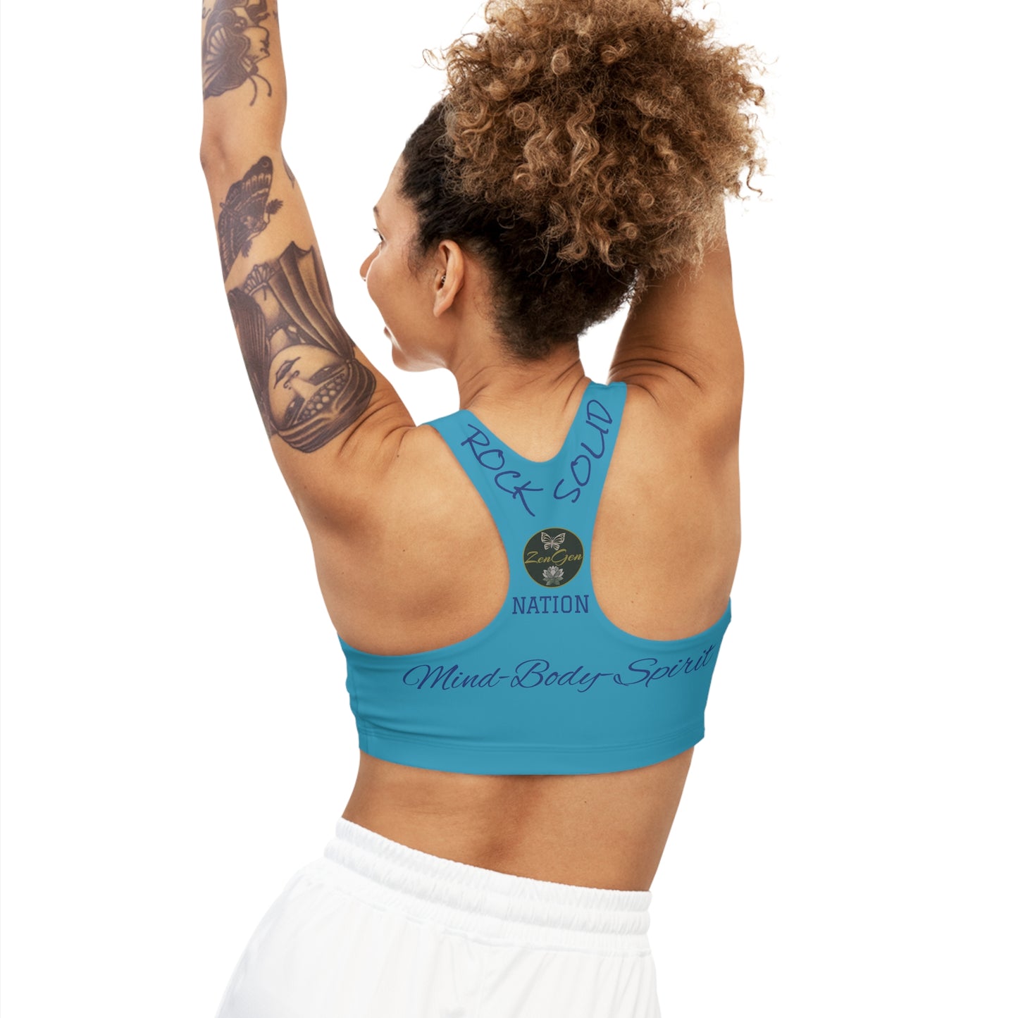 Seamless Sports Bra Turquois  - ROCK SOLID Blazing Flower - ZenGen USA