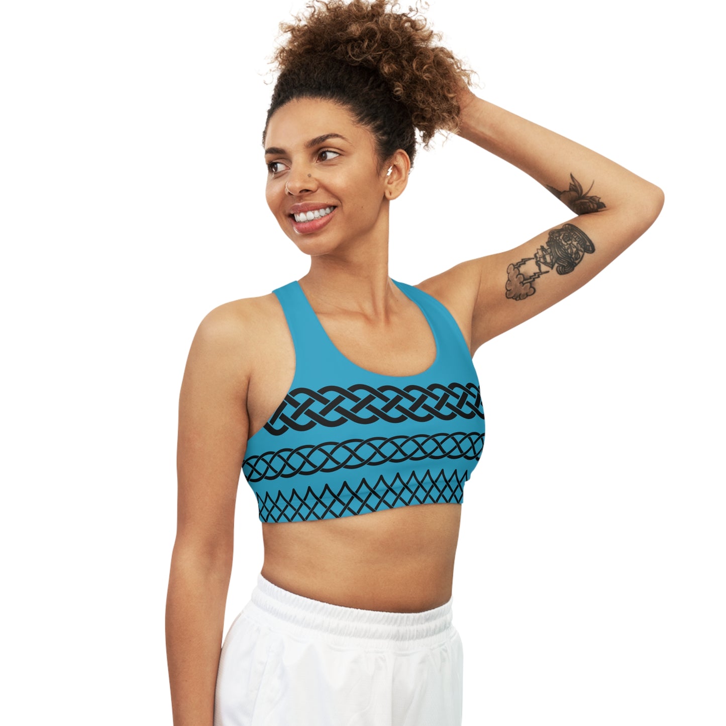 Celtic Tribal Tattoo - Turquoise Sports Bra - ZenGen USA ROCK SOLID