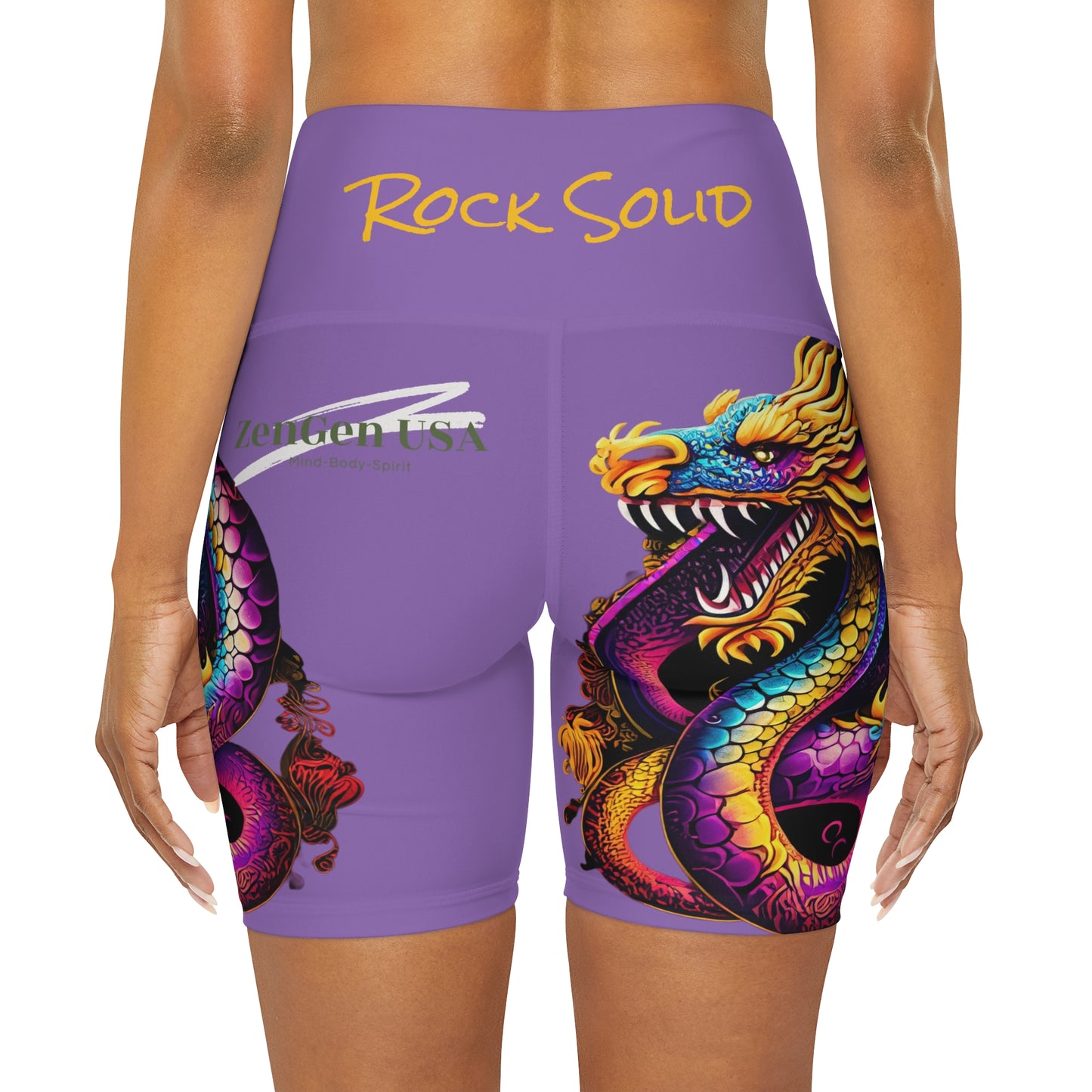 Dragon High Waisted Yoga Shorts | Orchid | ROCK SOLID | ZenGen USA