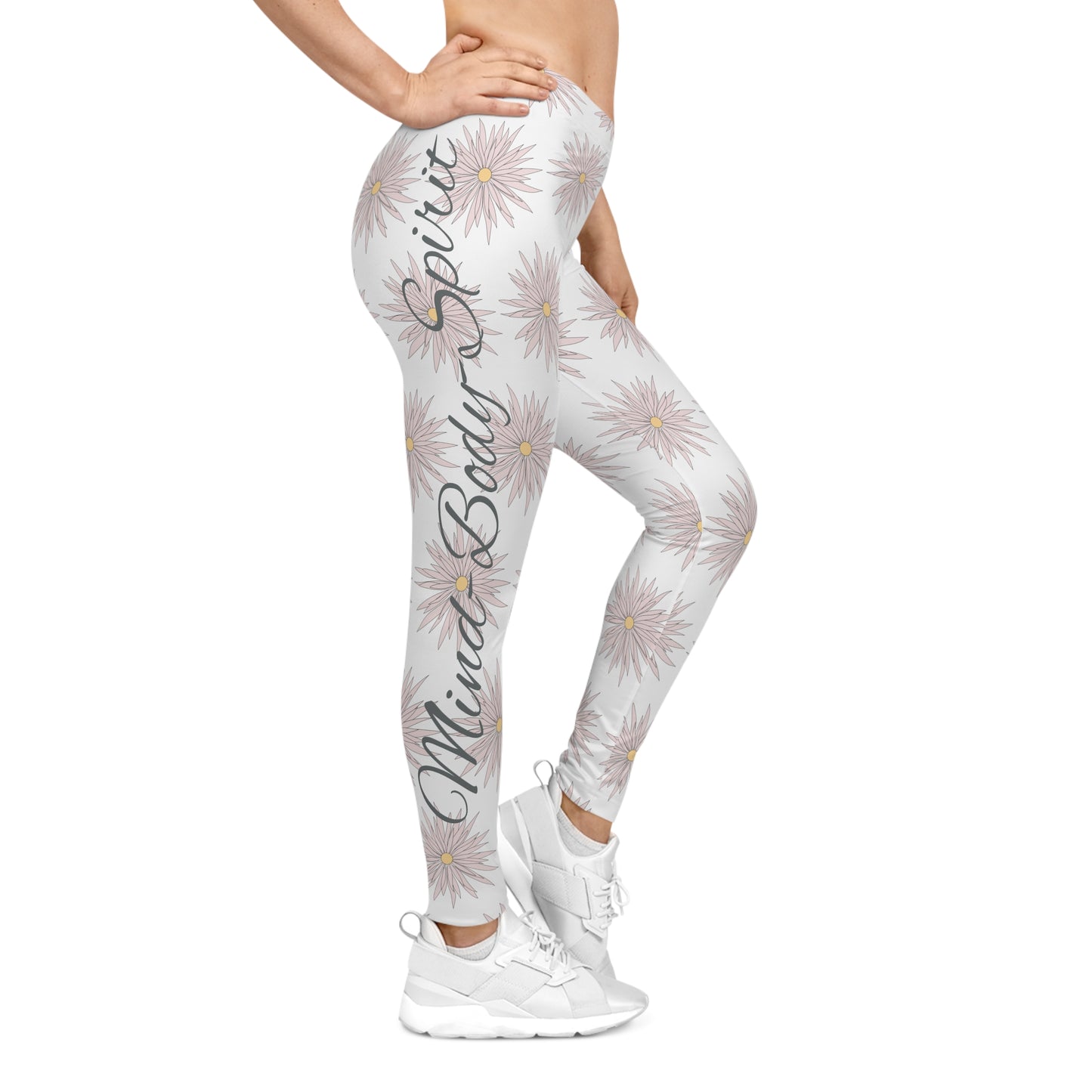 Women's Casual Leggings - White - ROCK SOLID Blazing Flower - ZenGen USA