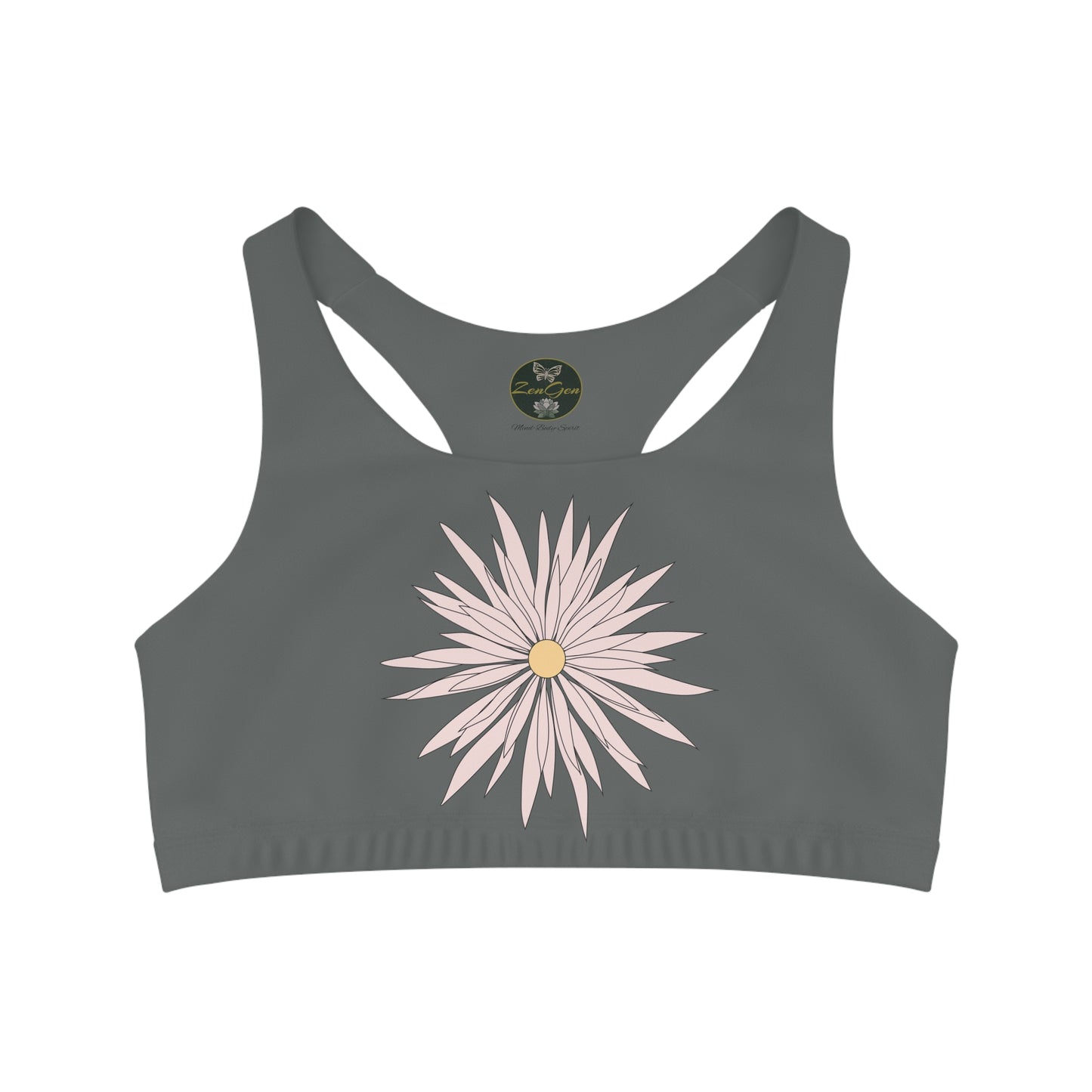 Gray Seamless Sports Bra  - ROCK SOLID Blazing Flower - ZenGen USA - ZenGen USA