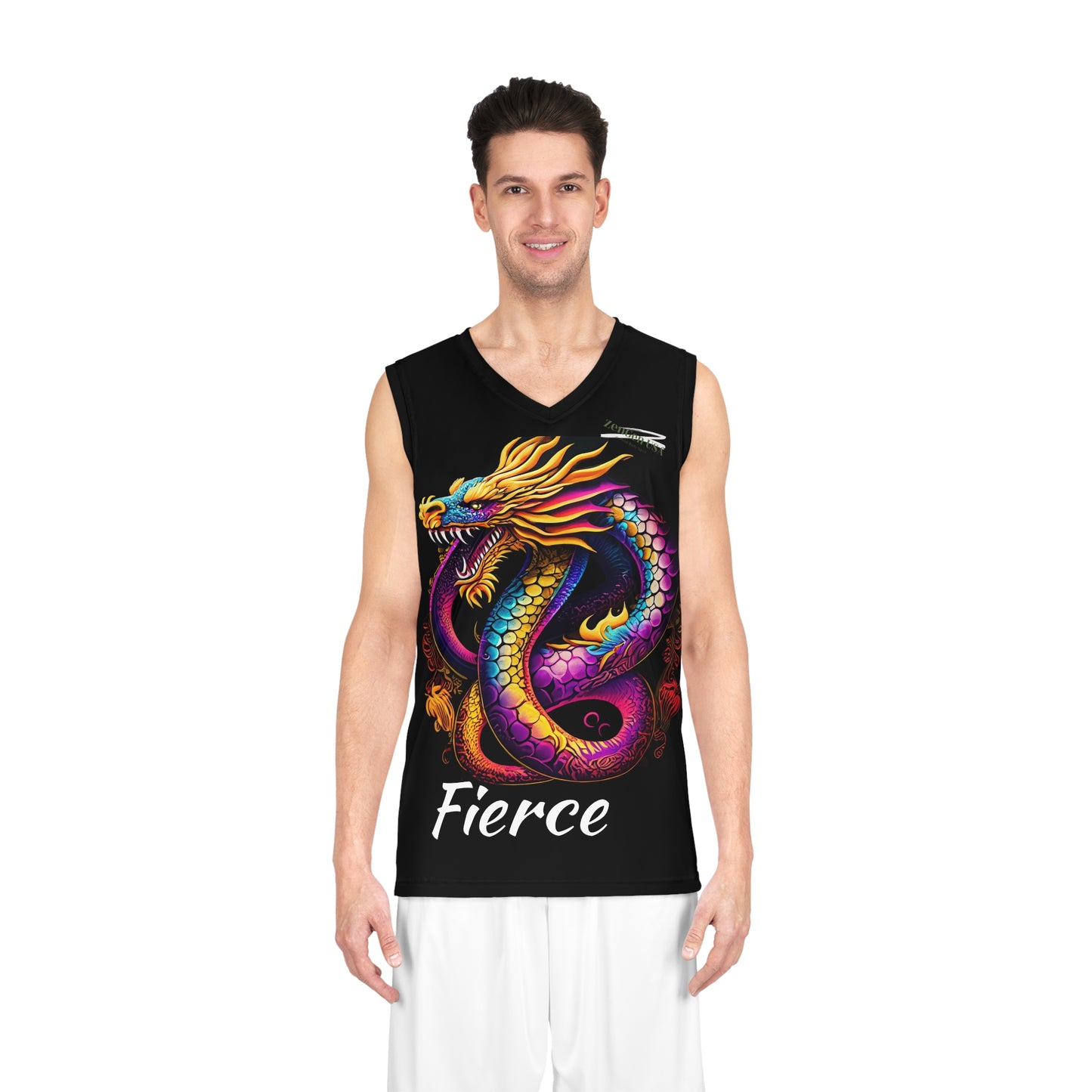 ZenGen USA "ROCK SOLID" Active Wear  - FIERCE Dragon Basketball Jersey (AOP)