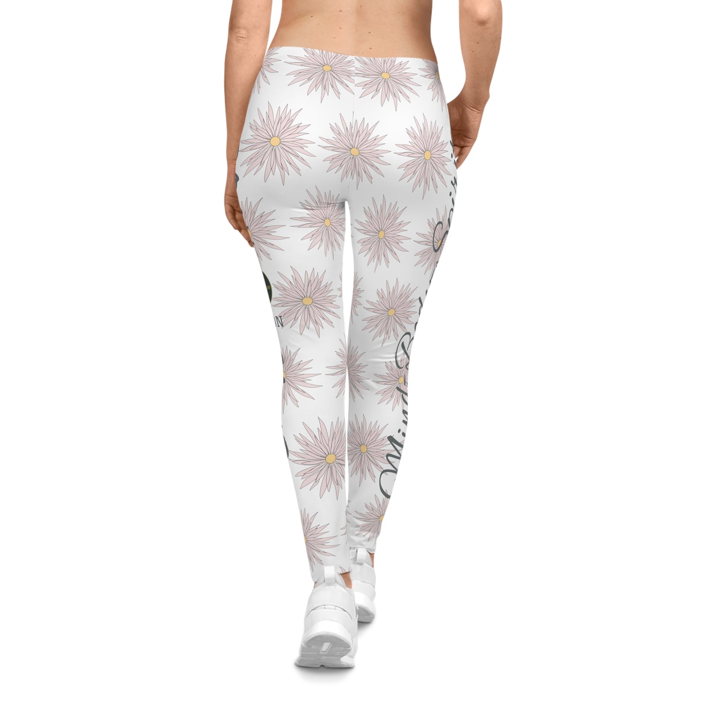 Women's Casual Leggings - White - ROCK SOLID Blazing Flower - ZenGen USA