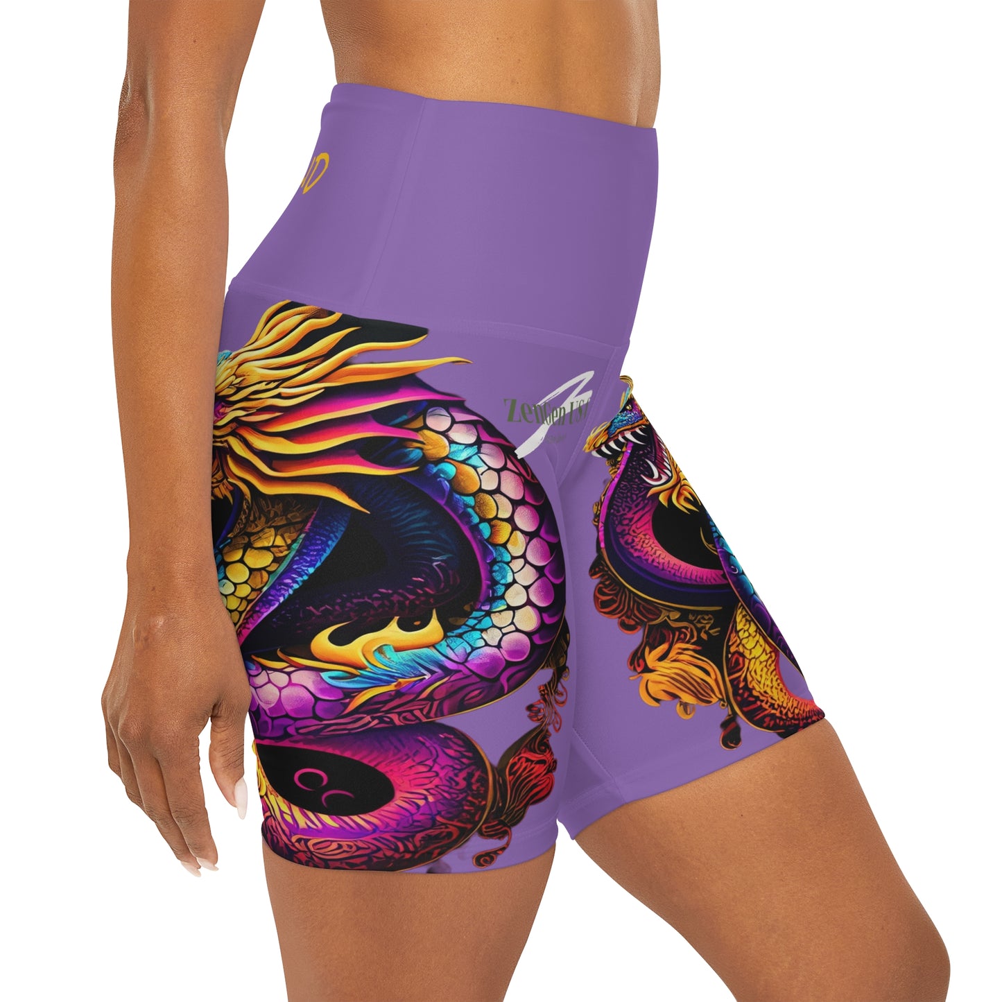 Dragon High Waisted Yoga Shorts | Orchid | ROCK SOLID | ZenGen USA