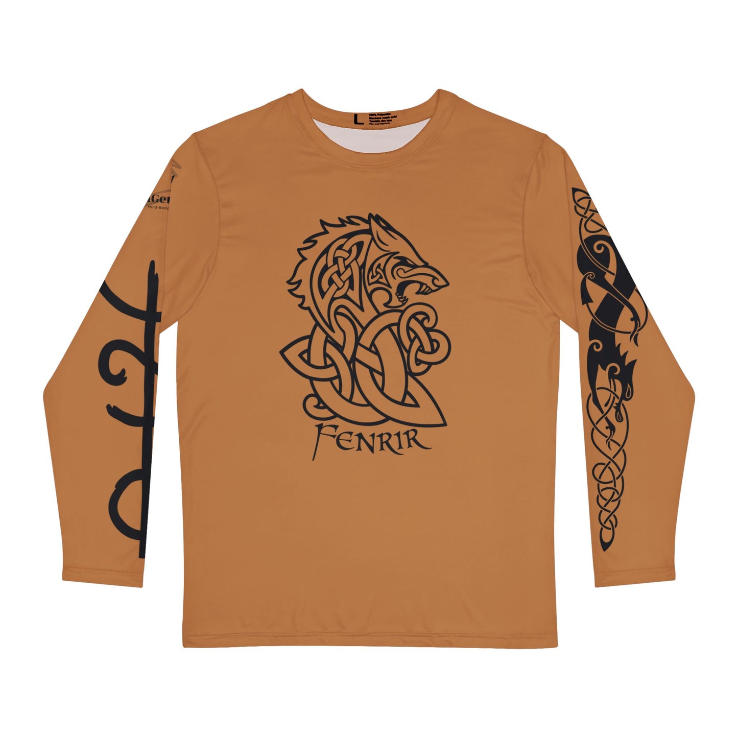 Celtic Fenrir Tribal Tattoo - Brown Men's Long Sleeve Shirt - ZenGen USA