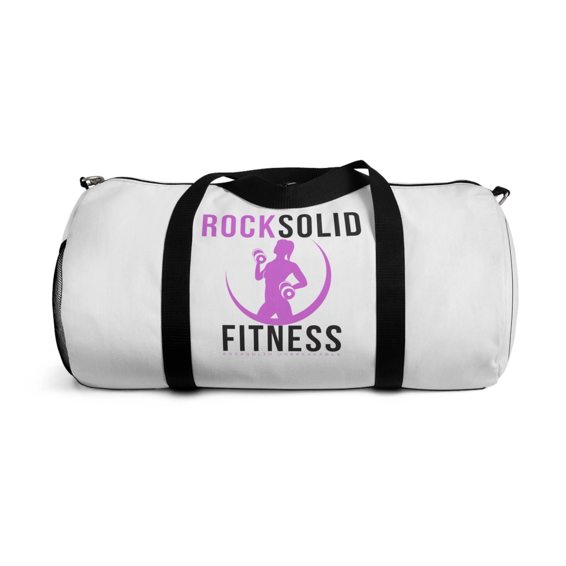 RockSolid Fitness Duffel Bag | White | Oxford Canvas | Pink Lady Logo - ZenGen USA