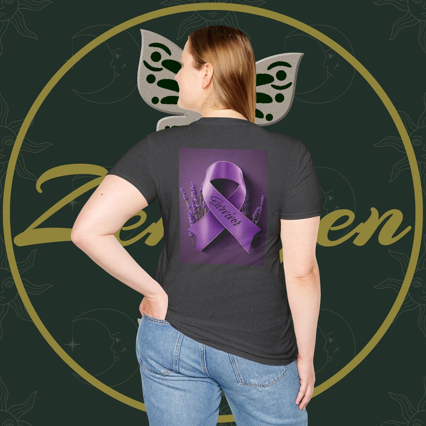 SURVIVOR Lavender Ribbon - Unisex Softstyle T-Shirt - Cancer Awareness all Forms