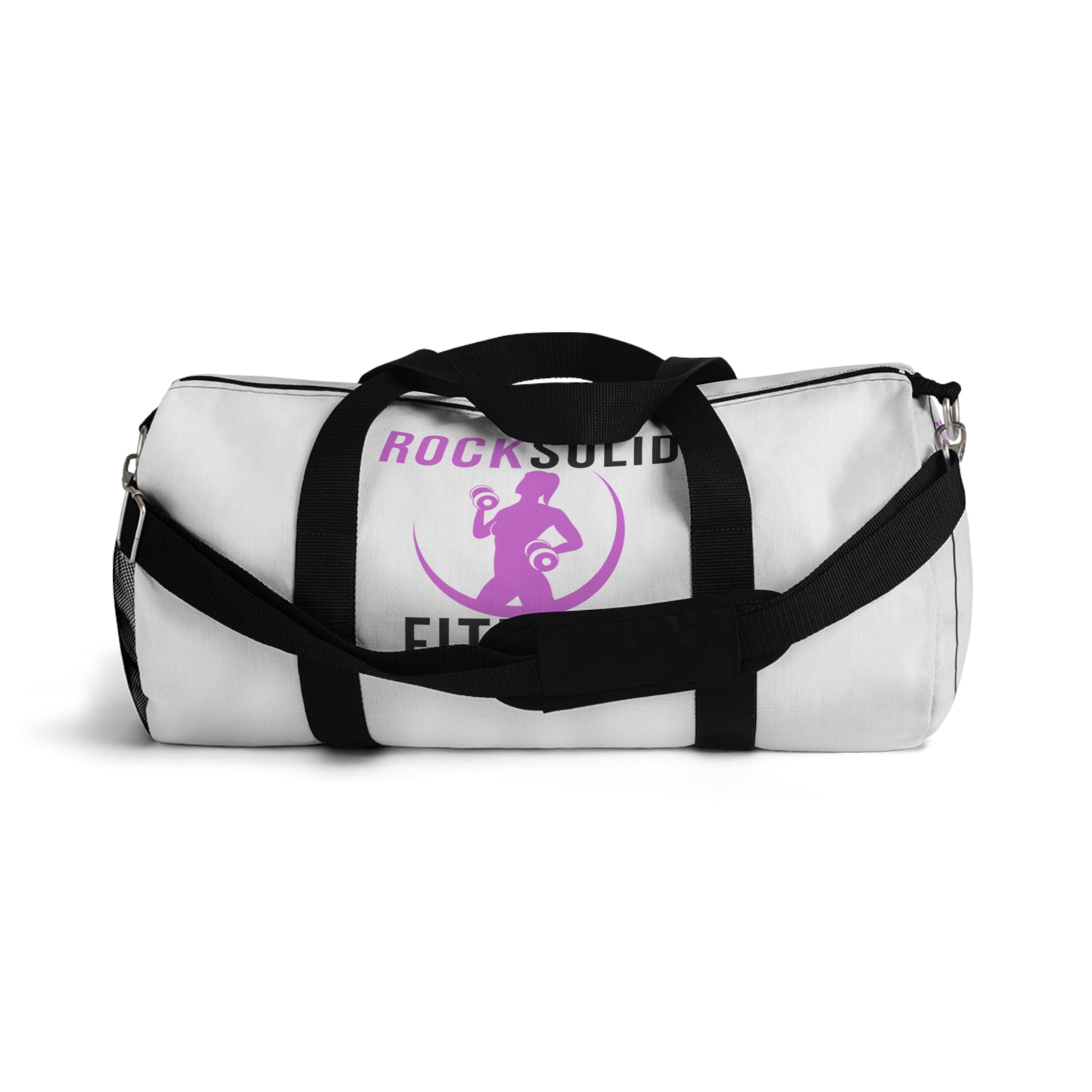 RockSolid Fitness Duffel Bag | White | Oxford Canvas | Pink Lady Logo - ZenGen USA