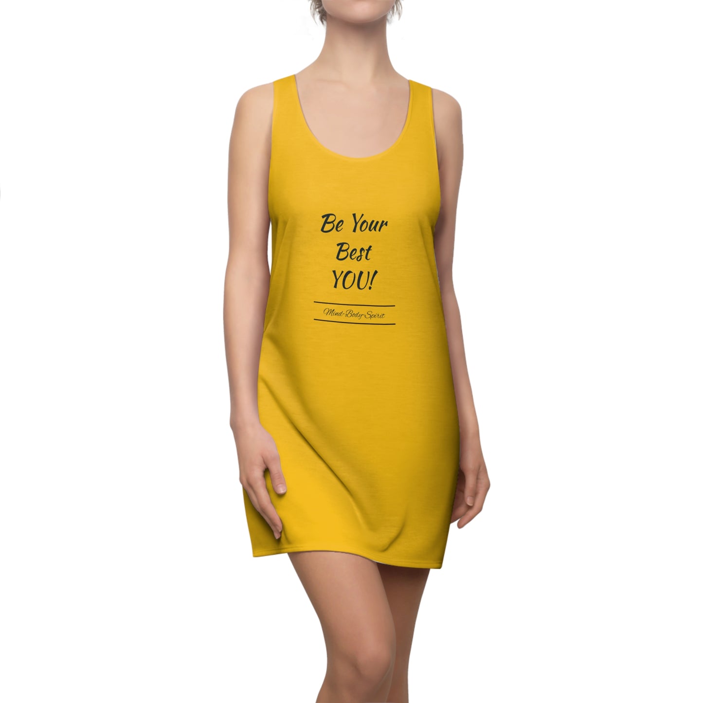 ¡Sé tu mejor TÚ! ZenGen - Vestido amarillo con espalda cruzada cortado y cosido para mujer