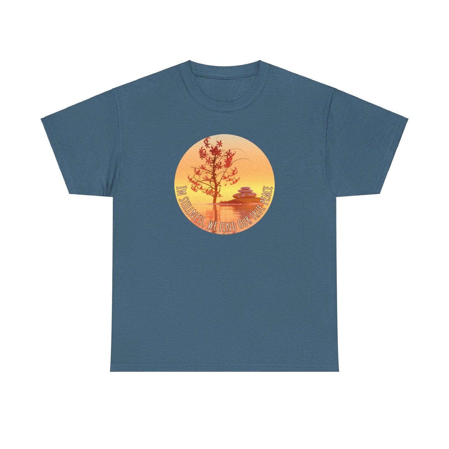 Find True Peace: Unisex Heavy Cotton Zen Bonsai & Cairns Graphic Tee