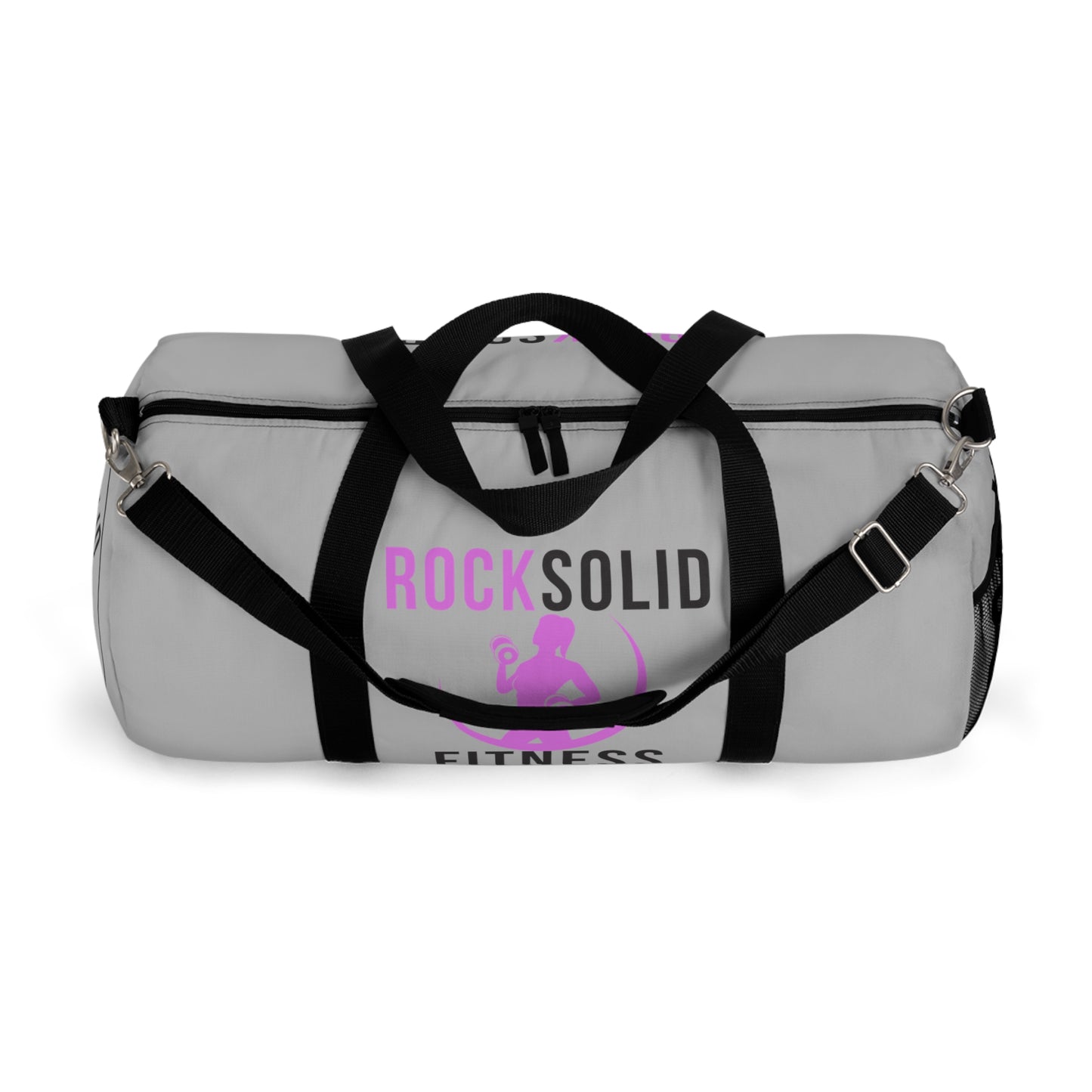 RockSolid Fitness Duffel Bag | Gray | Oxford Canvas | Pink Lady Logo - ZenGen USA