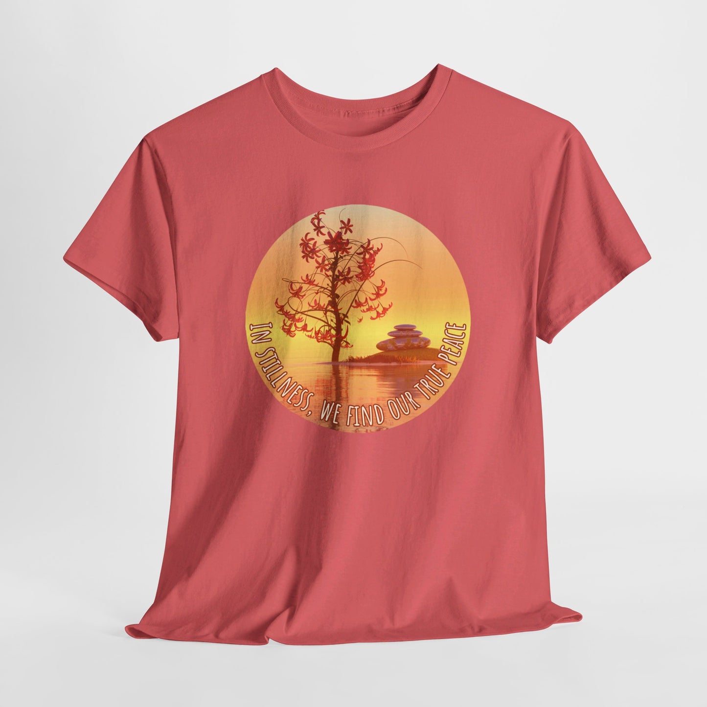 Find True Peace: Unisex Heavy Cotton Zen Bonsai & Cairns Graphic Tee