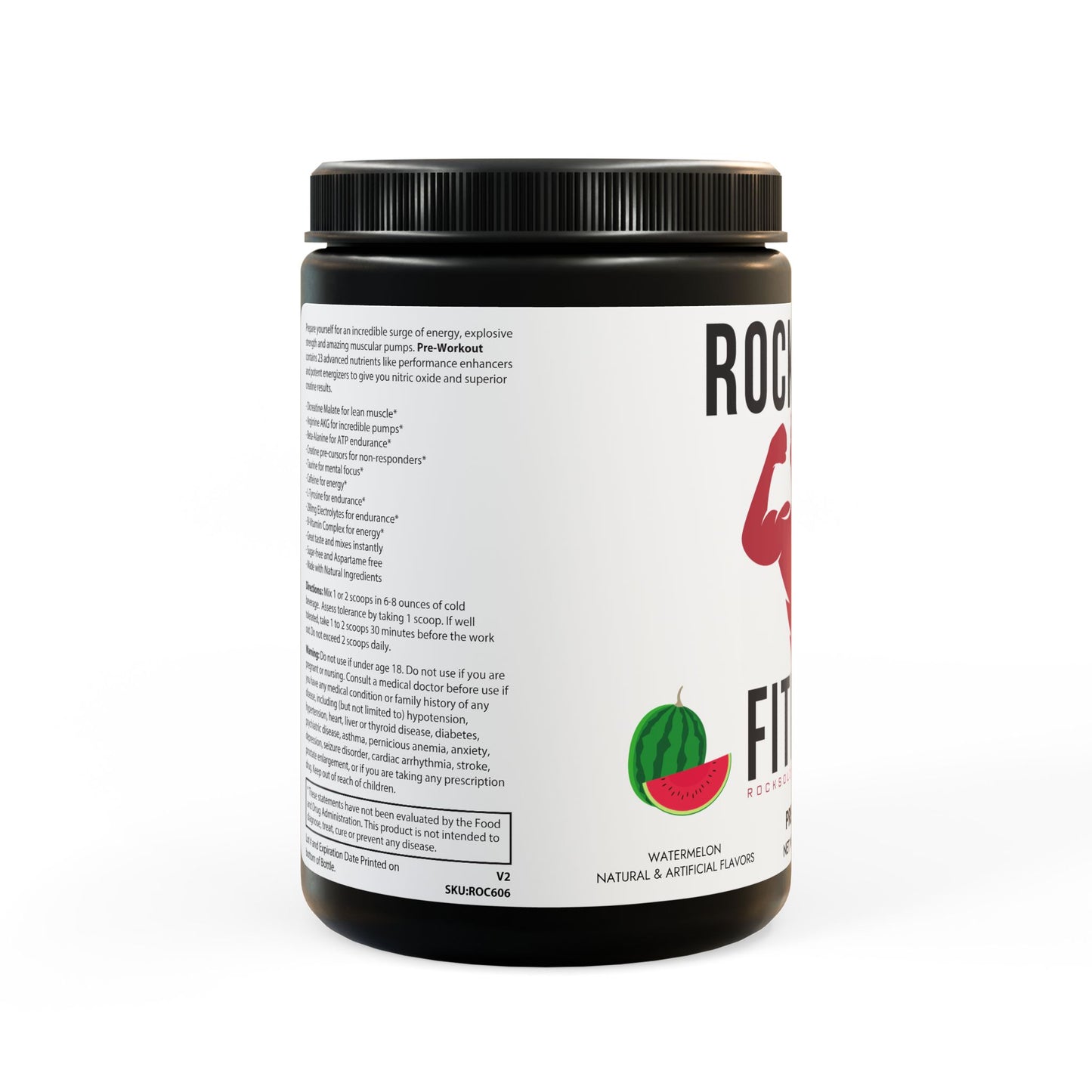 RockSolid Fitness Pre-Workout Supplement - Watermelon Flavored (300g, 10.58oz)