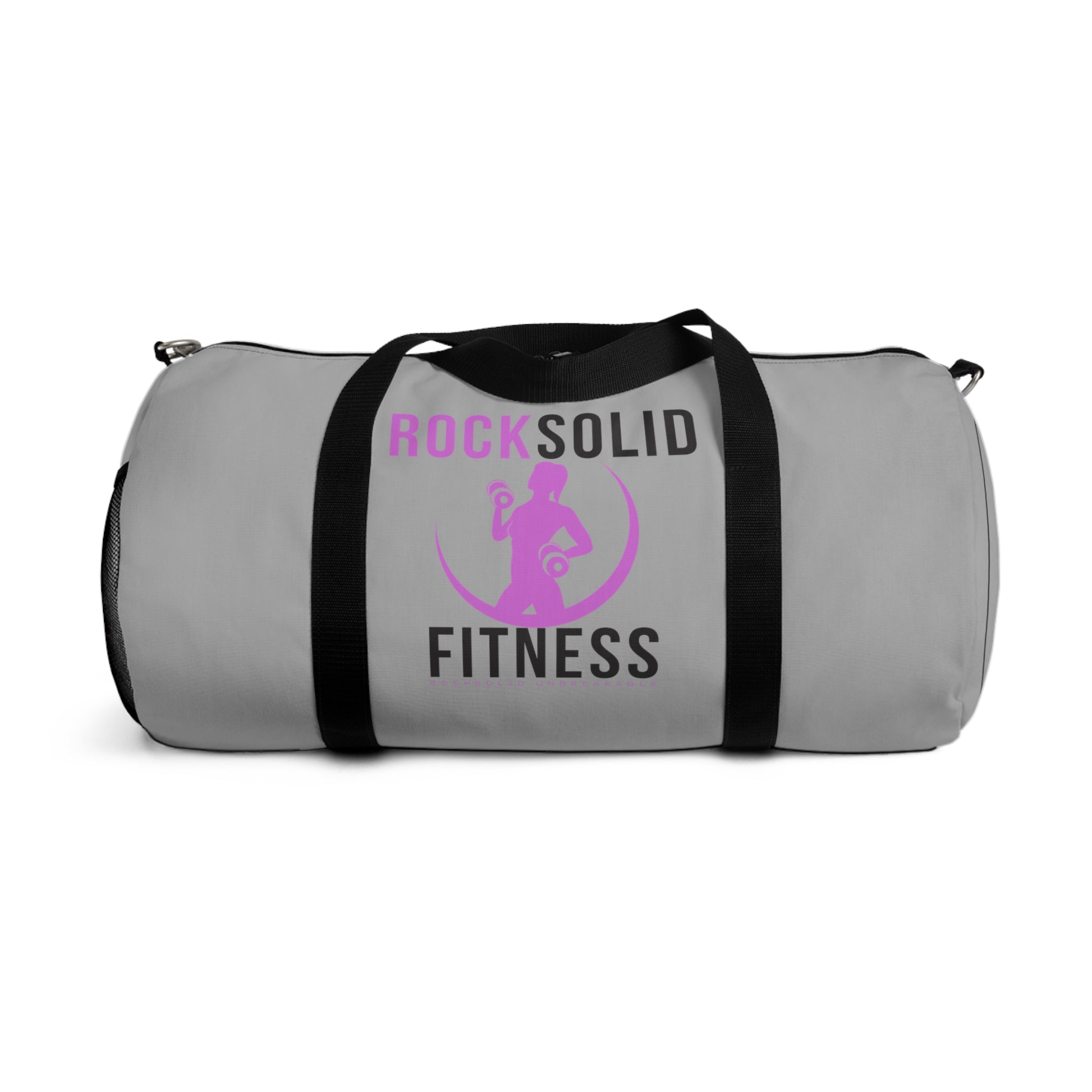 RockSolid Fitness Duffel Bag | Gray | Oxford Canvas | Pink Lady Logo - ZenGen USA