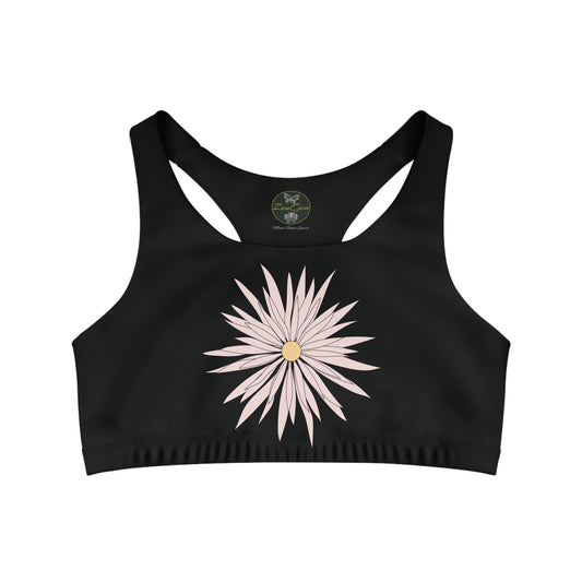 Seamless Sports Bra Black - ROCK SOLID Blazing Flower - ZenGen USA