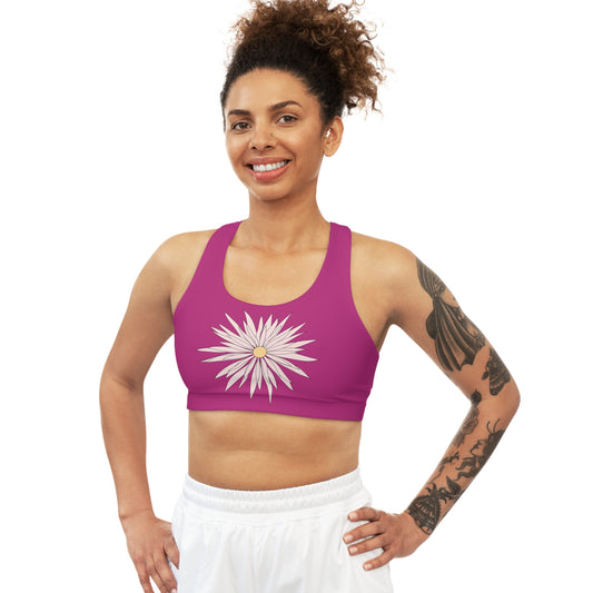 Seamless Sports Bra Pink  - ROCK SOLID Blazing Flower - ZenGen USA