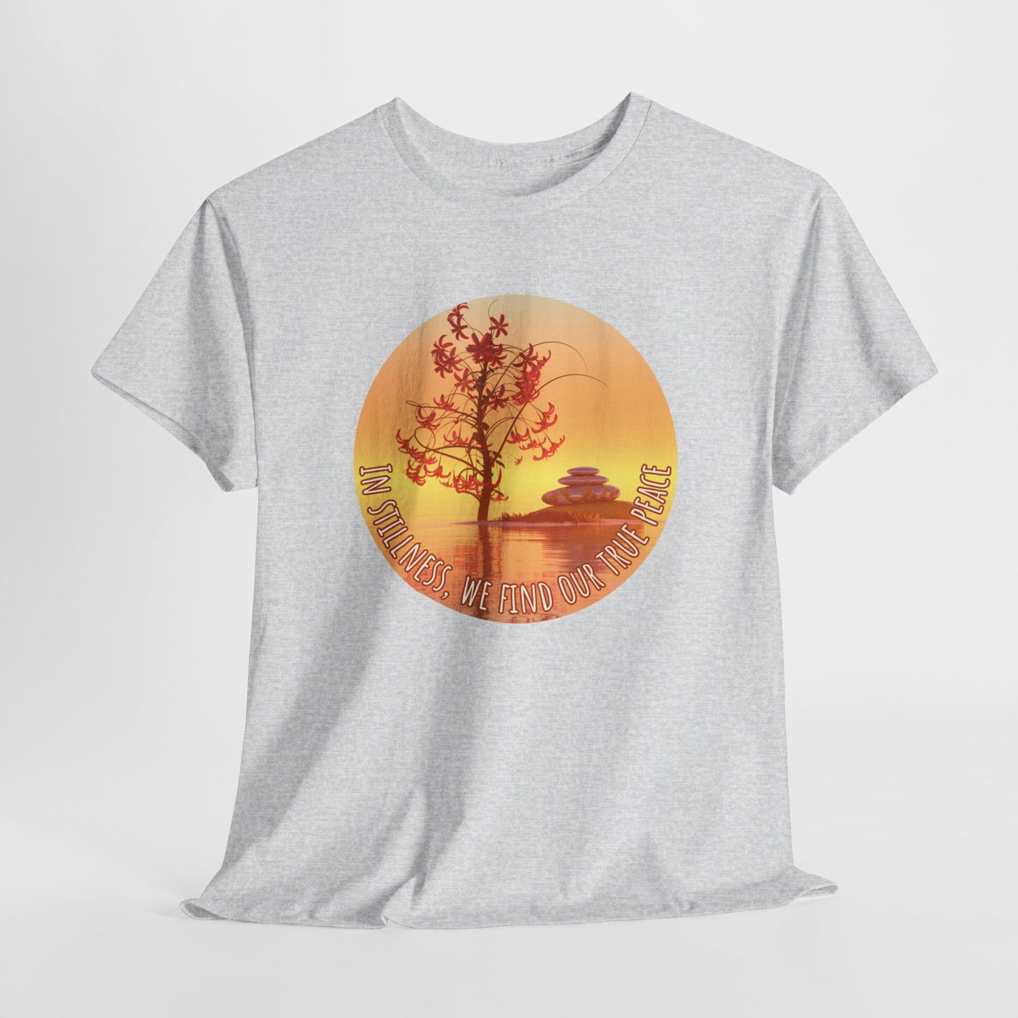 Find True Peace: Unisex Heavy Cotton Zen Bonsai & Cairns Graphic Tee