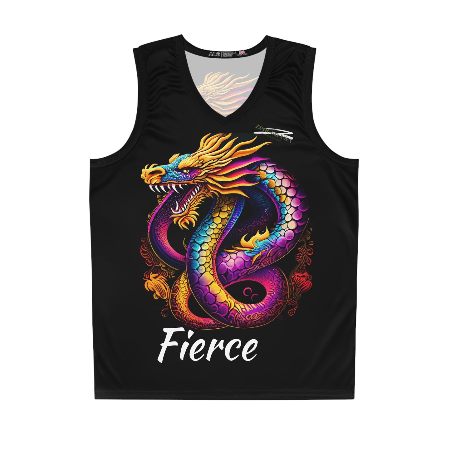 ZenGen USA "ROCK SOLID" Active Wear  - FIERCE Dragon Basketball Jersey (AOP)