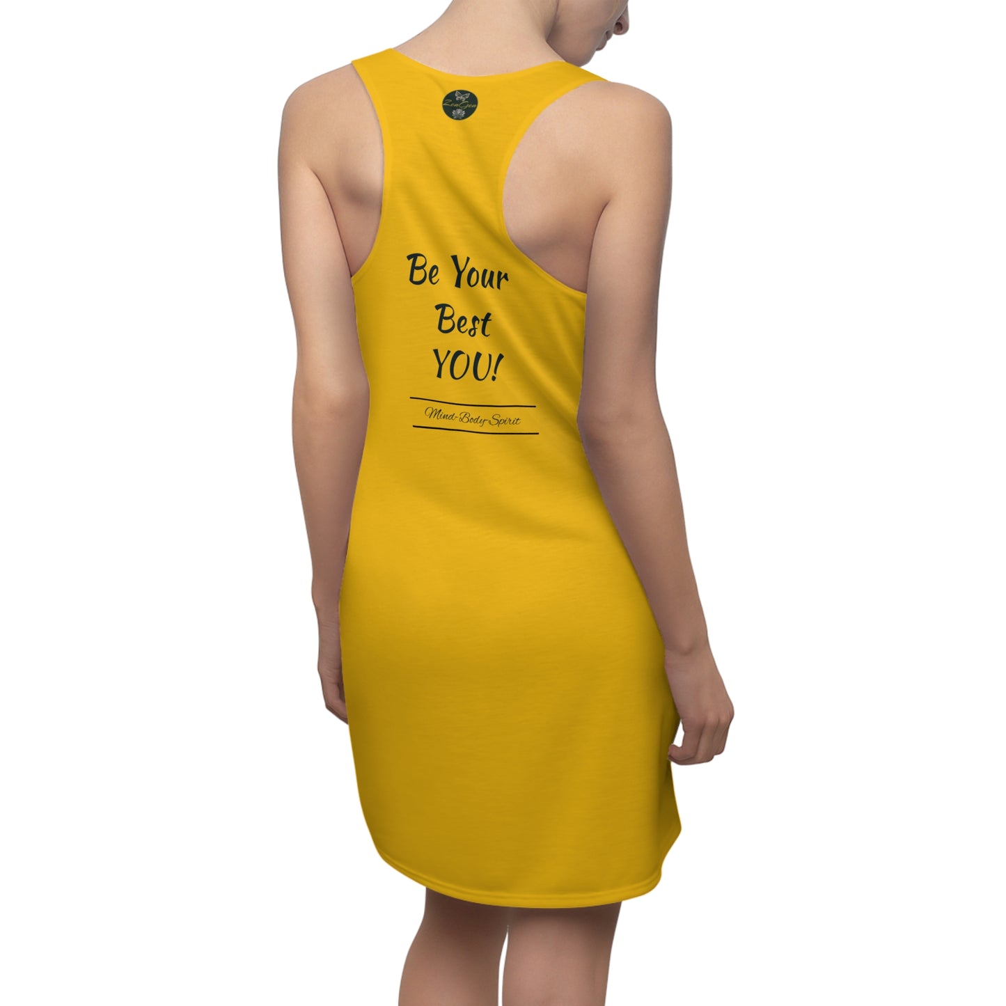 ¡Sé tu mejor TÚ! ZenGen - Vestido amarillo con espalda cruzada cortado y cosido para mujer