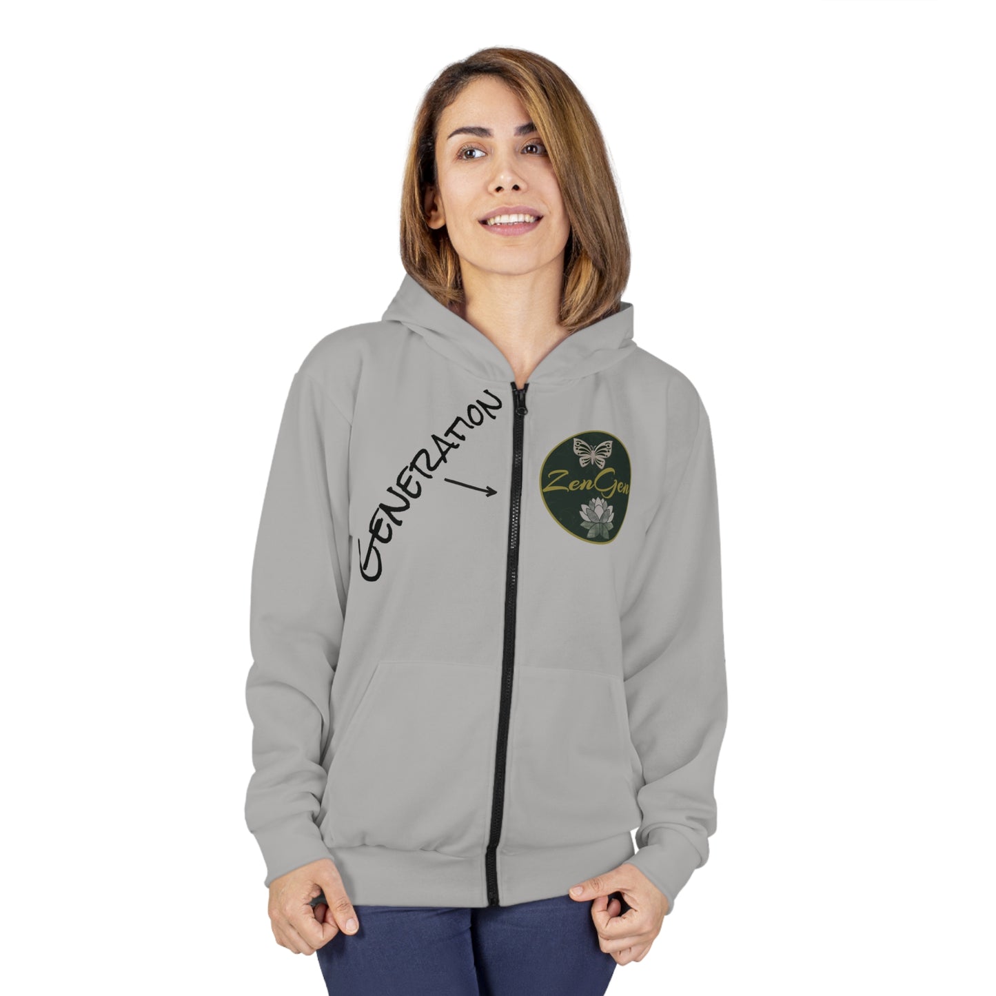 Generation ZenGen - Gray Unisex Zip Hoodie