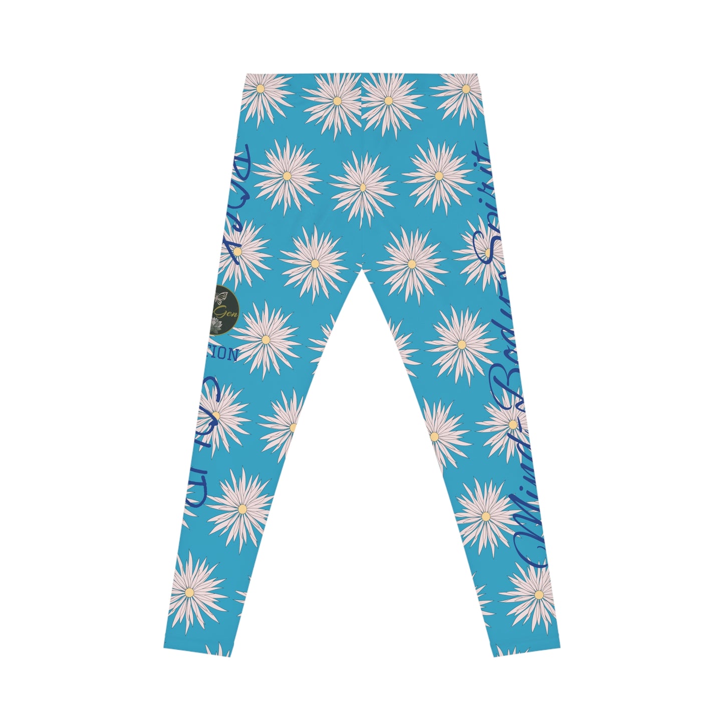 Women's Casual Leggings - Turquoise - ROCK SOLID Blazing Flower - ZenGen USA