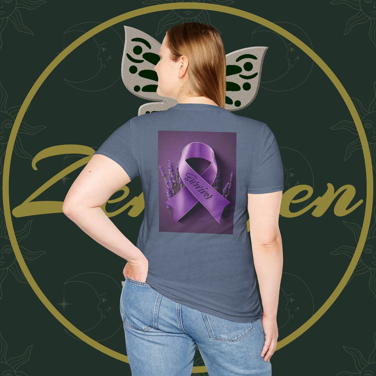 SURVIVOR Lavender Ribbon - Unisex Softstyle T-Shirt - Cancer Awareness all Forms