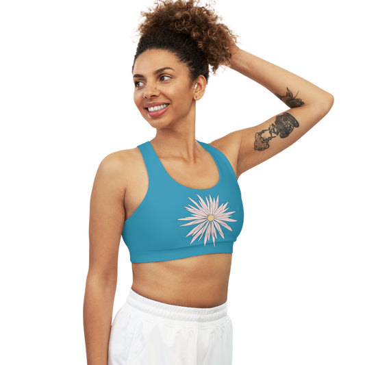 Seamless Sports Bra Turquois  - ROCK SOLID Blazing Flower - ZenGen USA