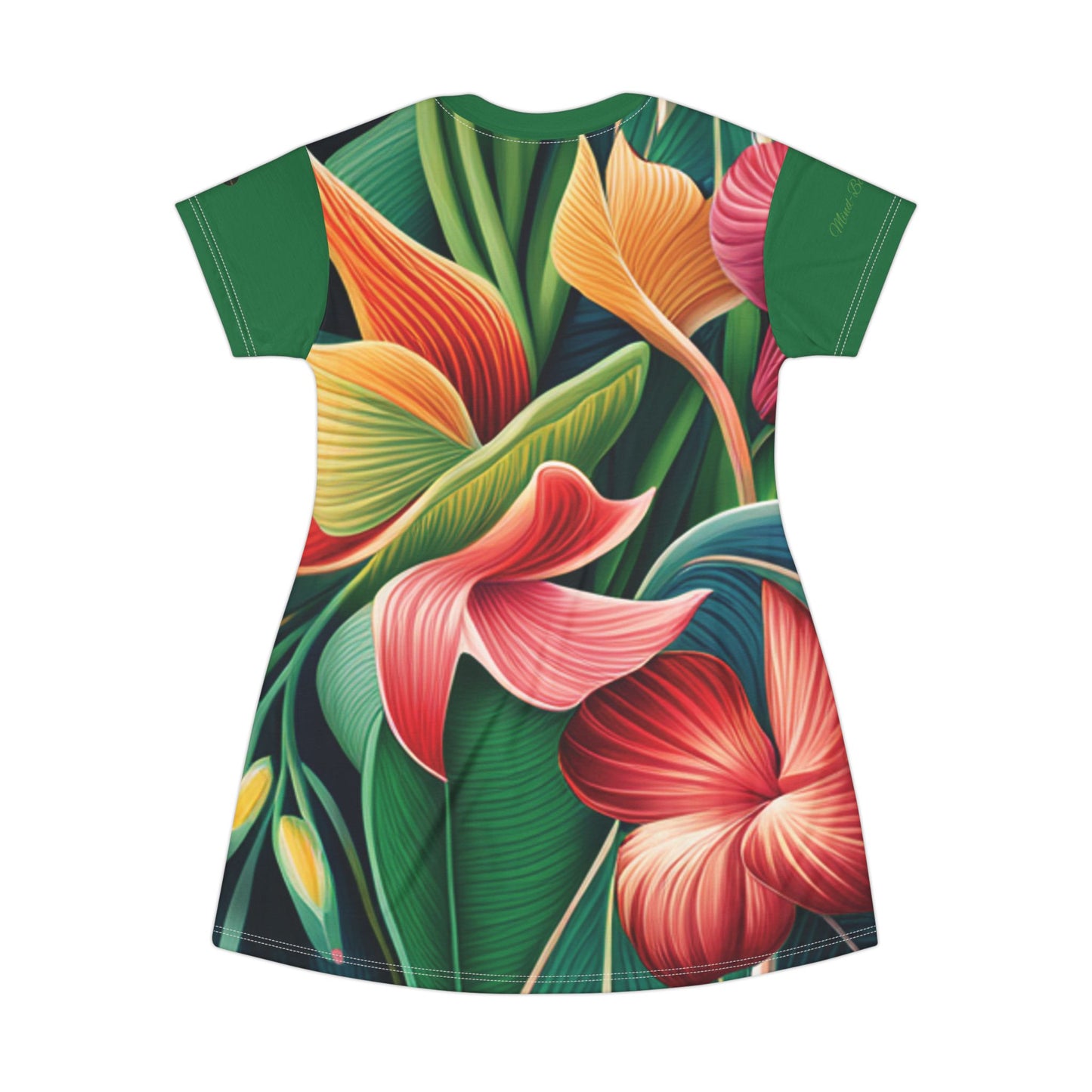 Vestido tipo camiseta con estampado floral (AOP) - ZenGen USA - Verde