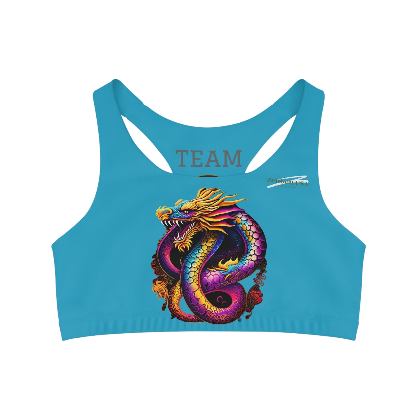 Dragon Sports Bra | Turquoise | Rock Solid | ZenGen USA