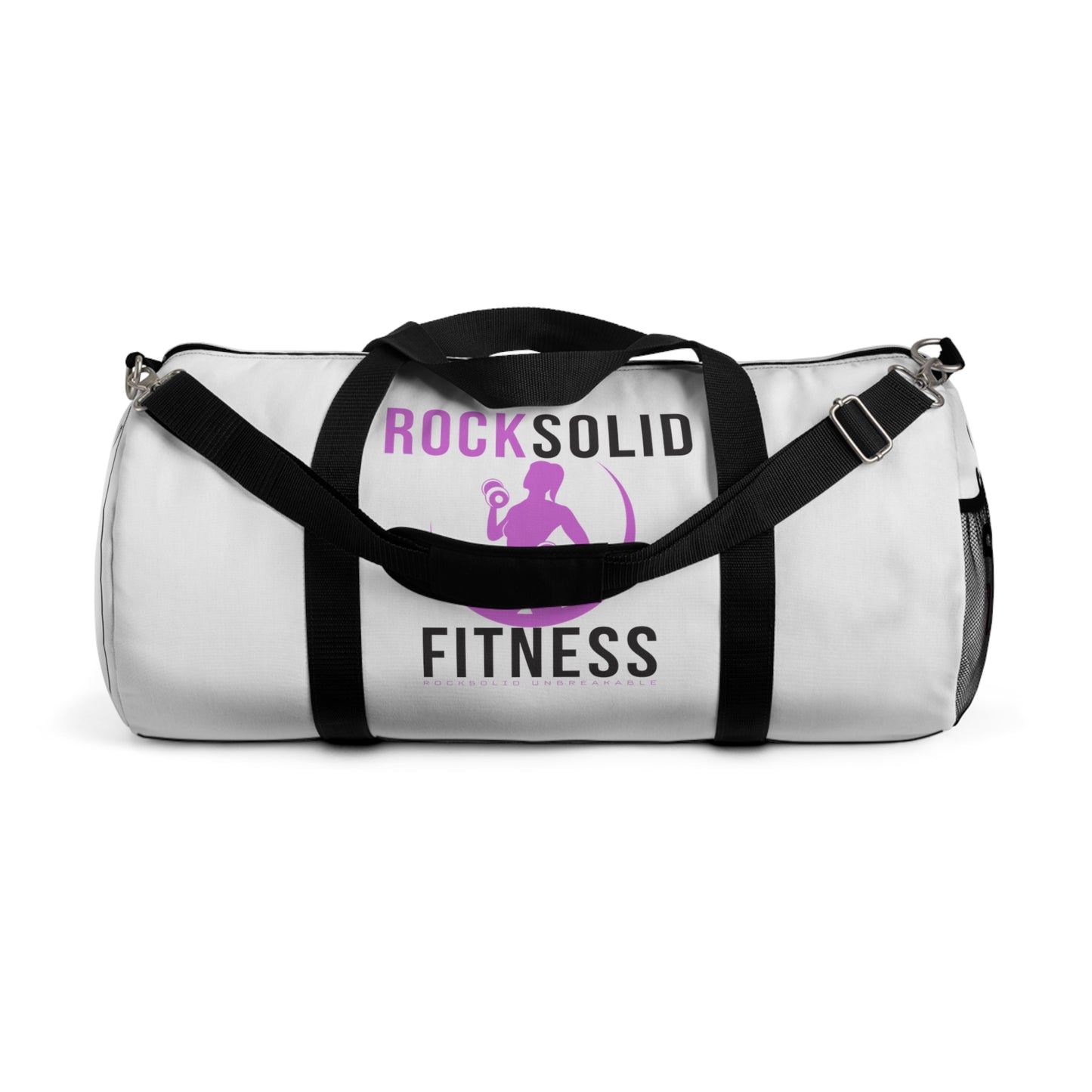 RockSolid Fitness Duffel Bag | White | Oxford Canvas | Pink Lady Logo - ZenGen USA